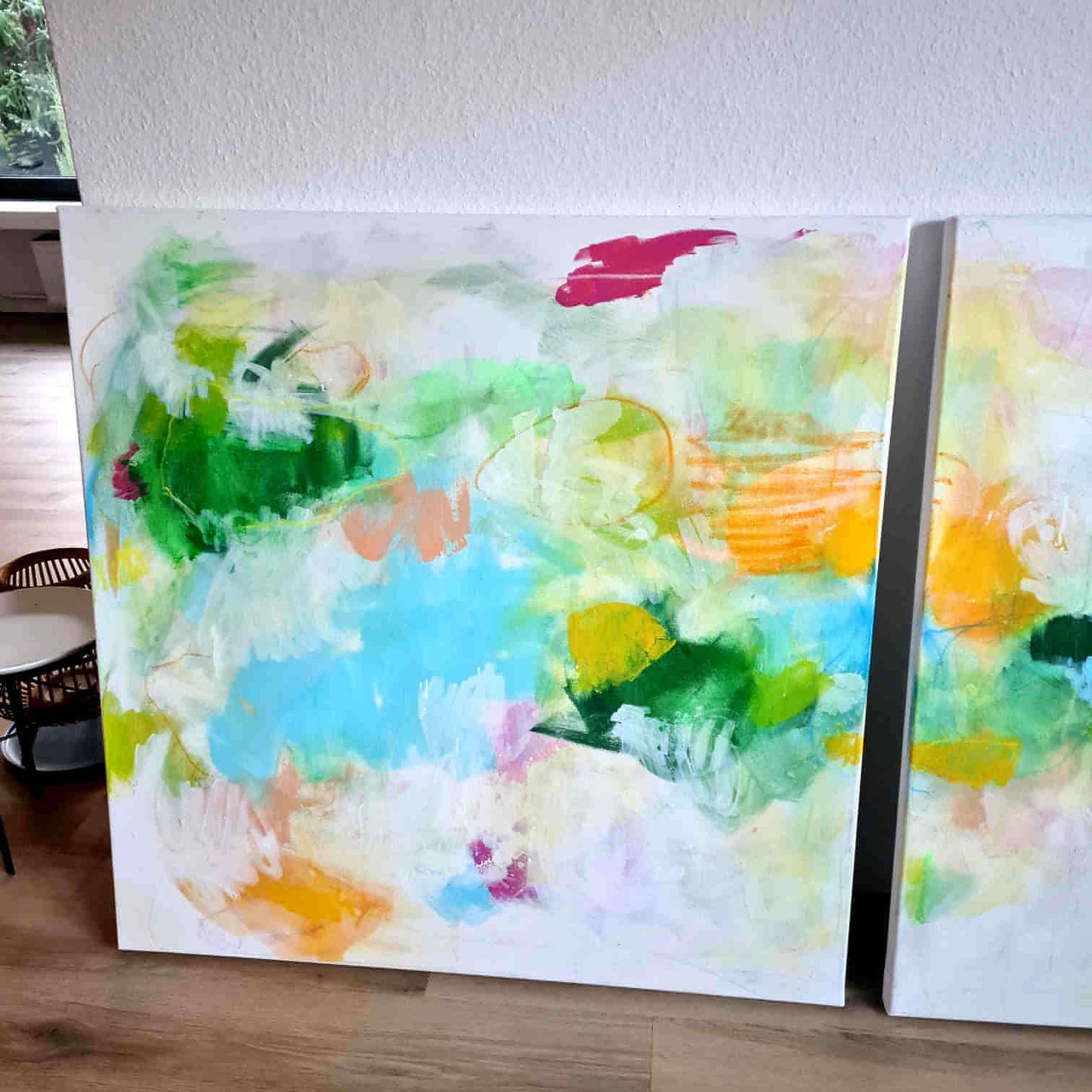 Ein Unikat in Pastell: Ein abstraktes Gemälde in frischen Farben - Atmosphäre verleihen Abstrakte Bilder & moderne Auftragsmalerei, abstrakte große bilder online kaufen, Auftrags Malere