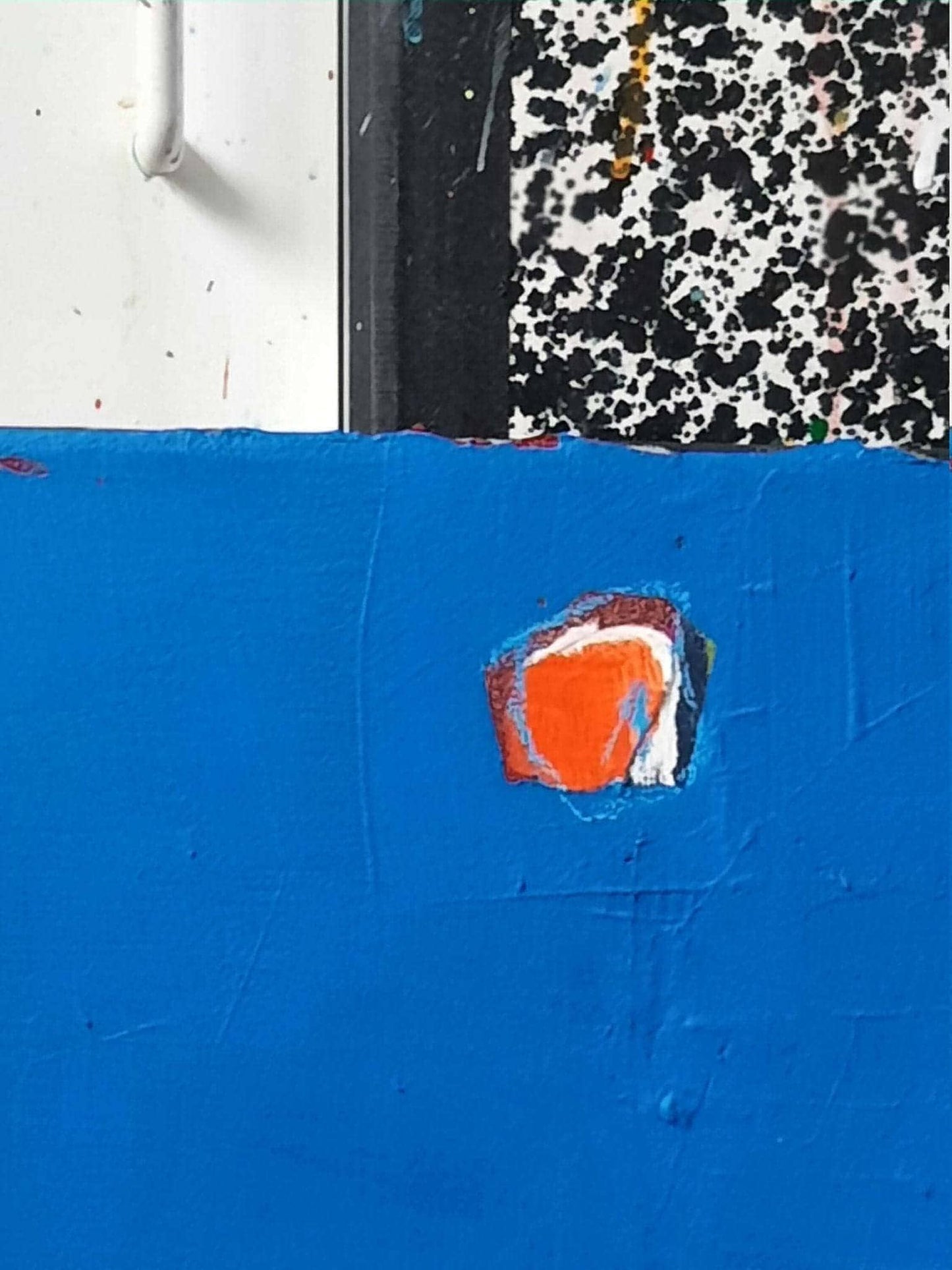 vorhandenes Unikat: Kaffee to go / 50 x 40 cm / blau abstrakte acrylbilder auf leinwand