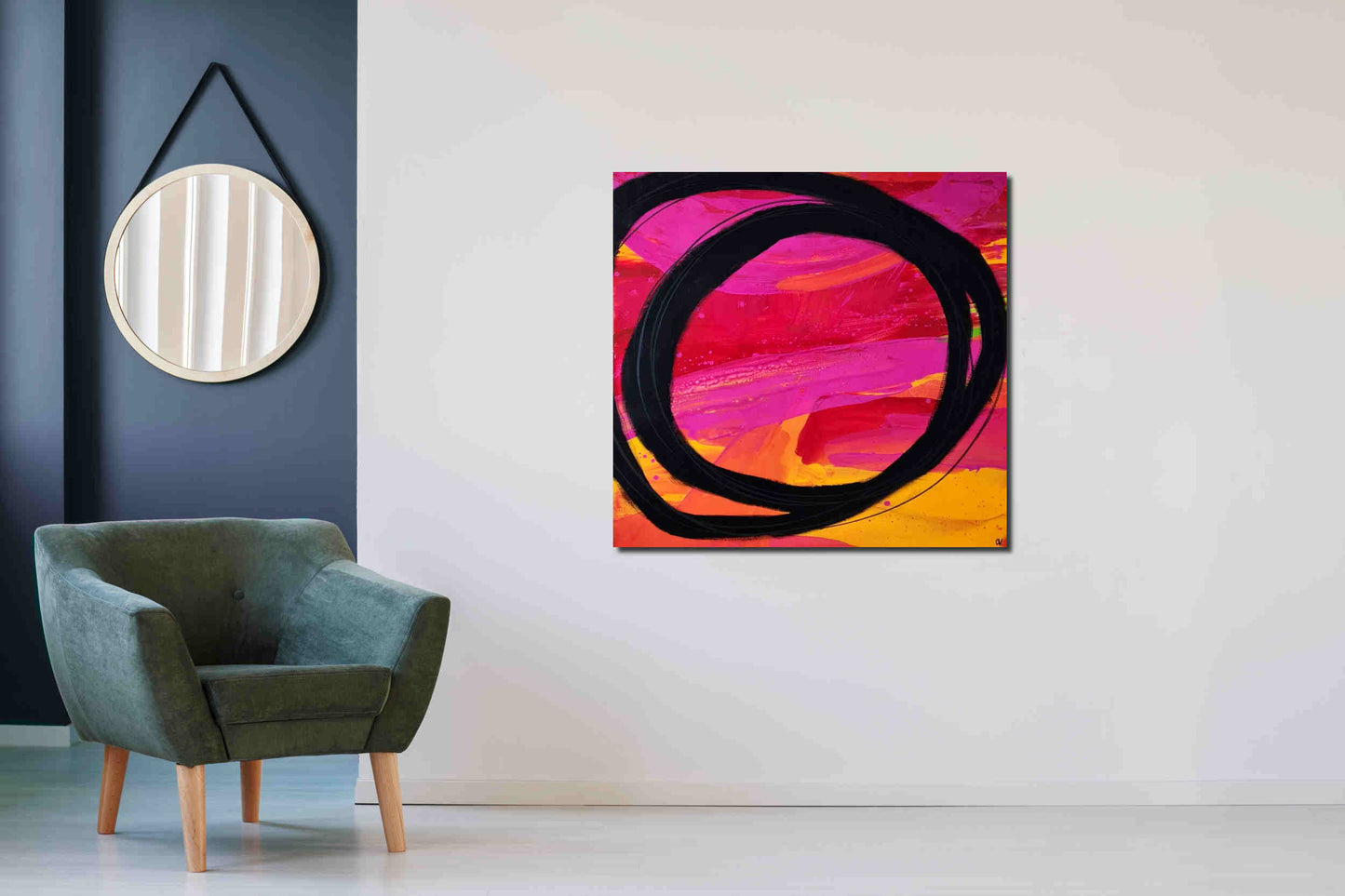 rotes Bild - Farbenprächtiges Kunstwerk: Abstraktes Gemälde