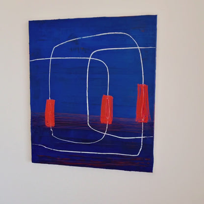 Kraftvolle Harmonie: Ein abstraktes moderndes Gemälde in Blau Rot