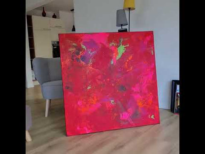 Rotes schwungvolles Gemälde als Auftragsbild - Leidenschaft und Energie
