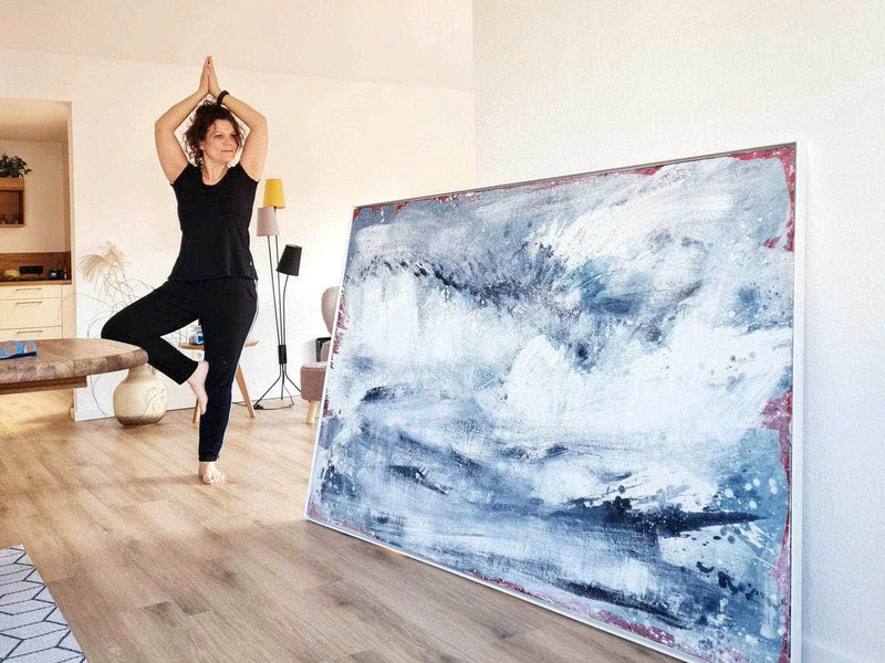 weiss blaue große Bilder modern  mit Schwung und Ruhe zugleich