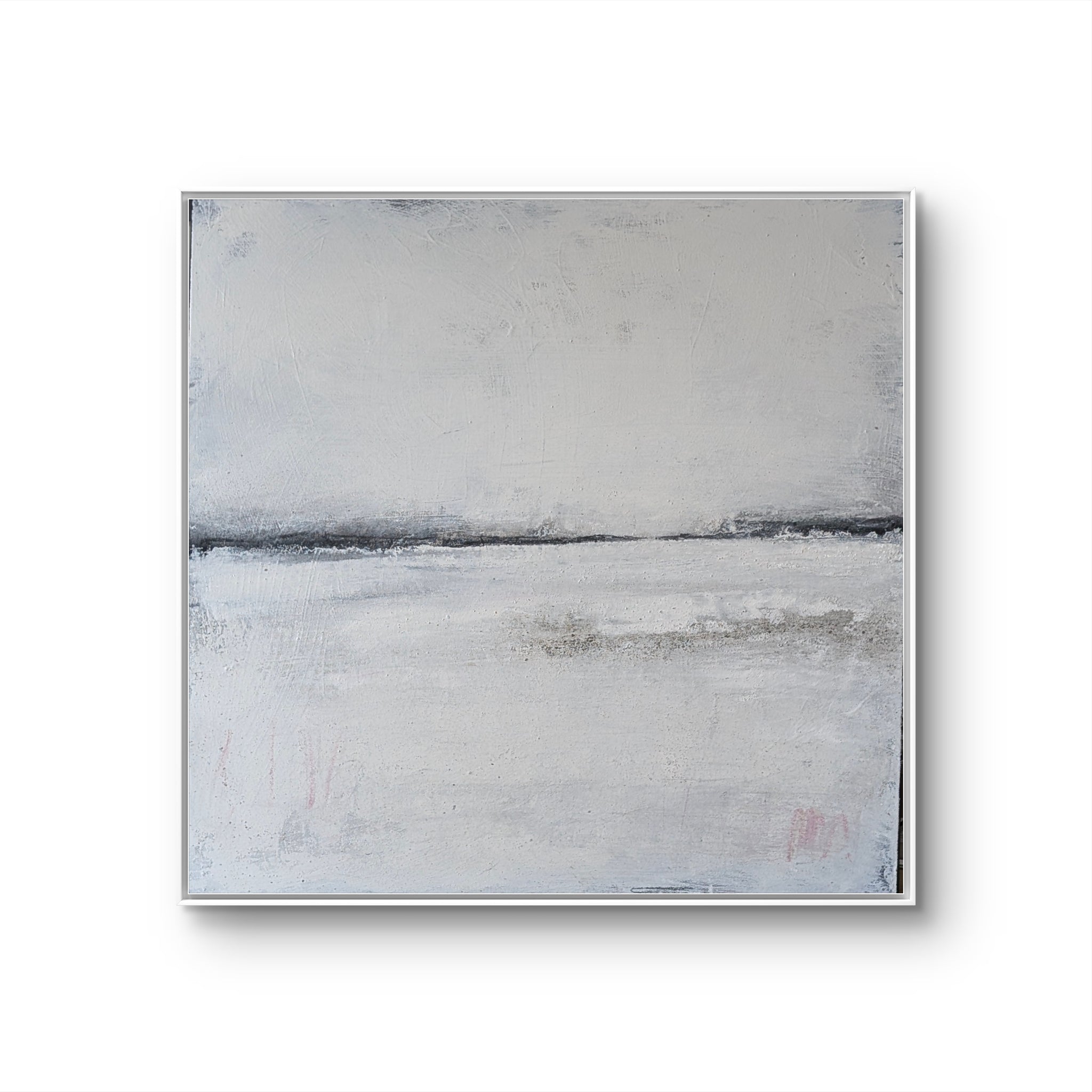 Abstraktes Gemälde – 100 x 100 cm Landgang weiß - Studienreihe – XXL Kunstwerk als Blickfang im Wohnraum