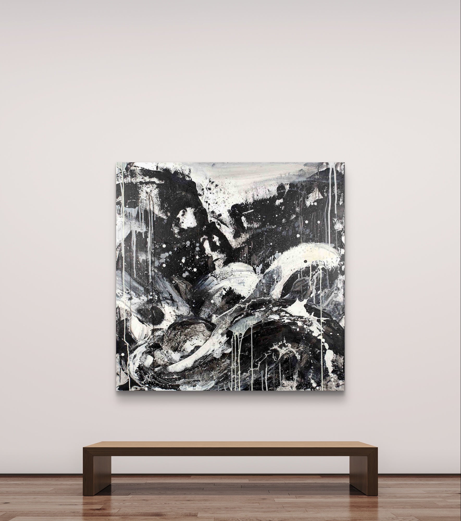 Personalisierte Auftragskunst und Gemälde: schwarzwei-bild-100-x-100-cm-schwung – Kategorie: Originalgemälde – Hersteller: Conny Wachsmann, Artist