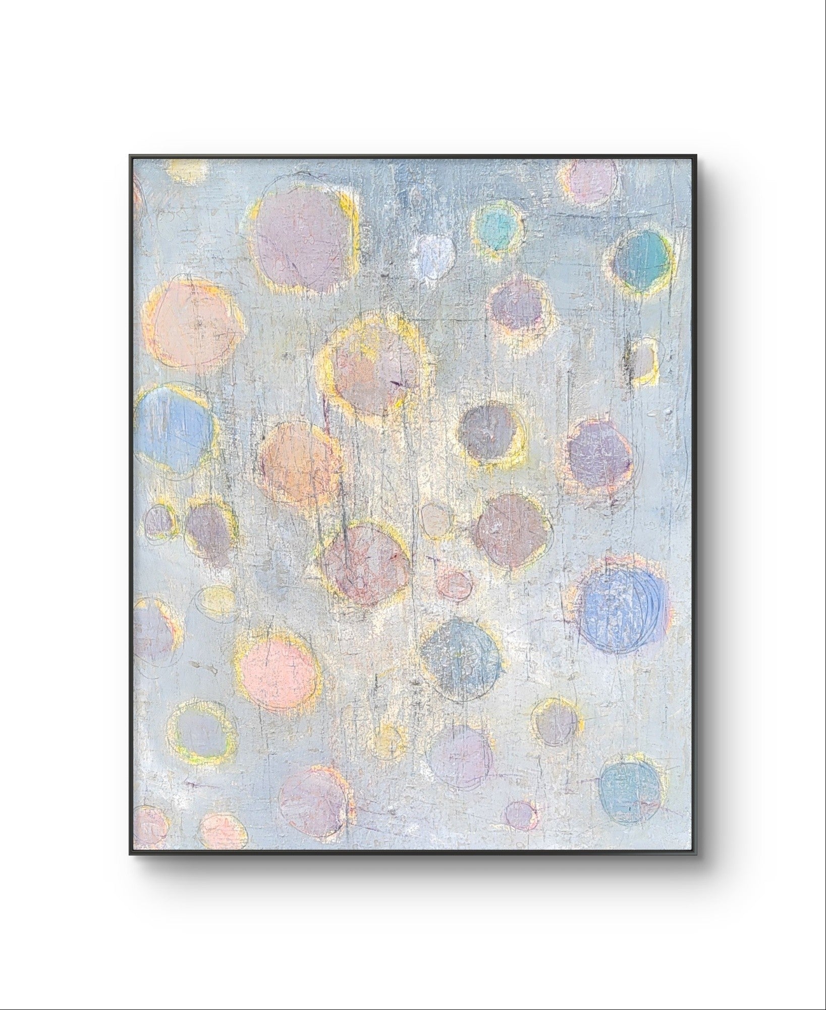 150.0cm cm großes Original Gemälde Hellblaues - Bild - Frühlingsnebel sofort lieferbar – großes Leinwandbild für Wohnzimmer über Sofa, direkt versandbereit
