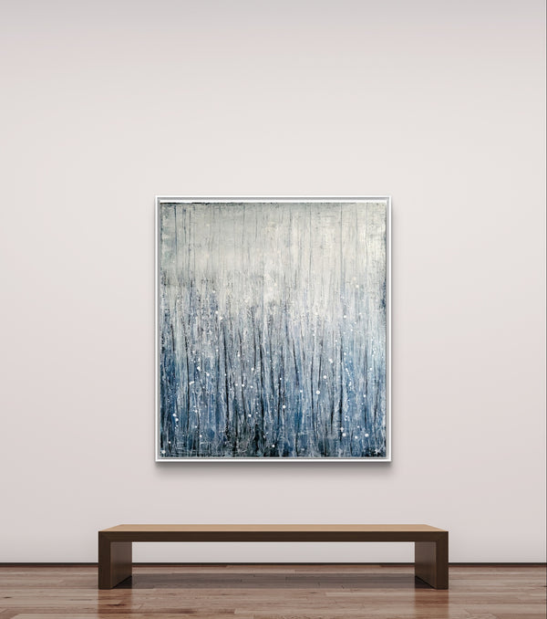 Abstraktes Gemälde Blau für Loft – Motivation Blau – 120 X 100 Cm Loft Einzelstück Sofort Verfügbar – Abstrakte Wandkunst über Sofa