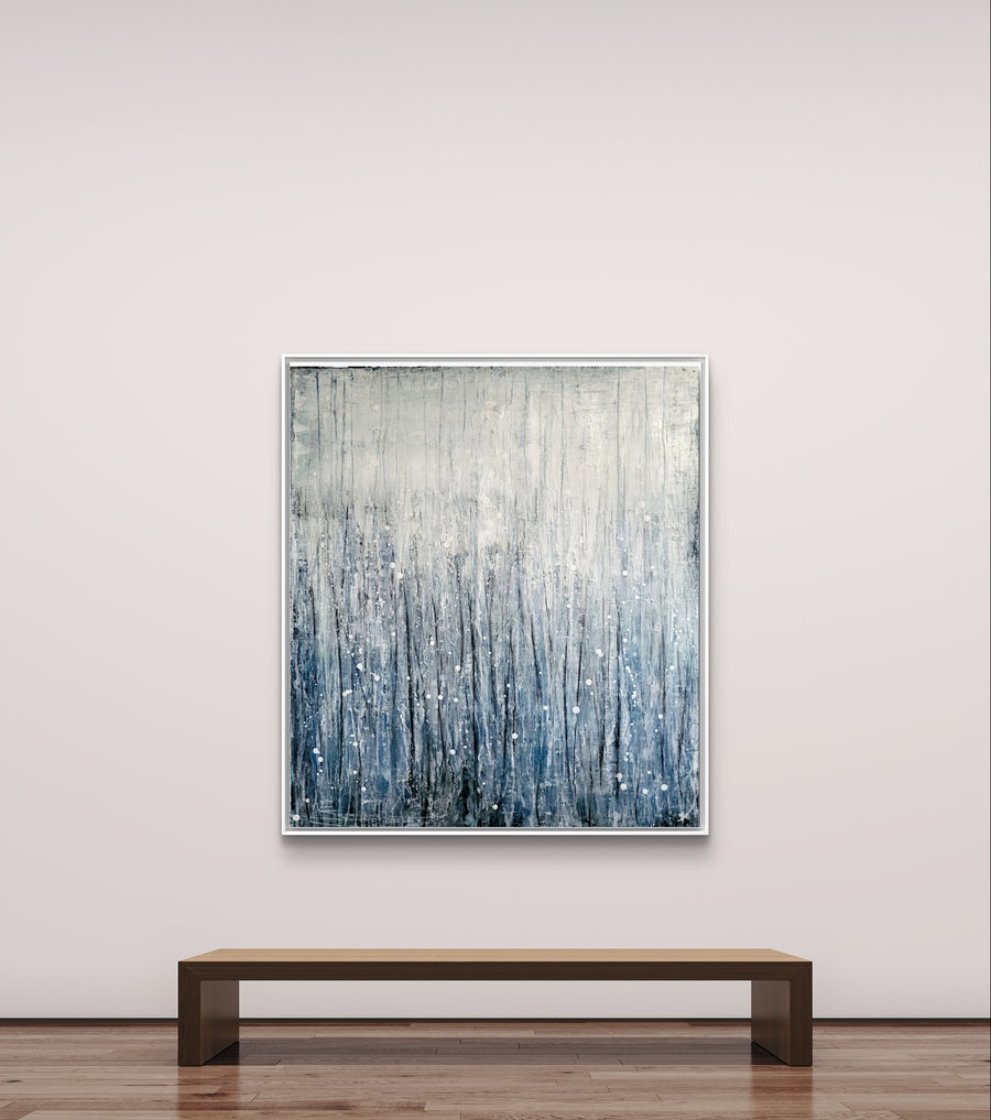 Abstraktes Gemälde Blau für Loft – Motivation Blau – 120 X 100 Cm Loft Einzelstück Sofort Verfügbar – Abstrakte Wandkunst über Sofa