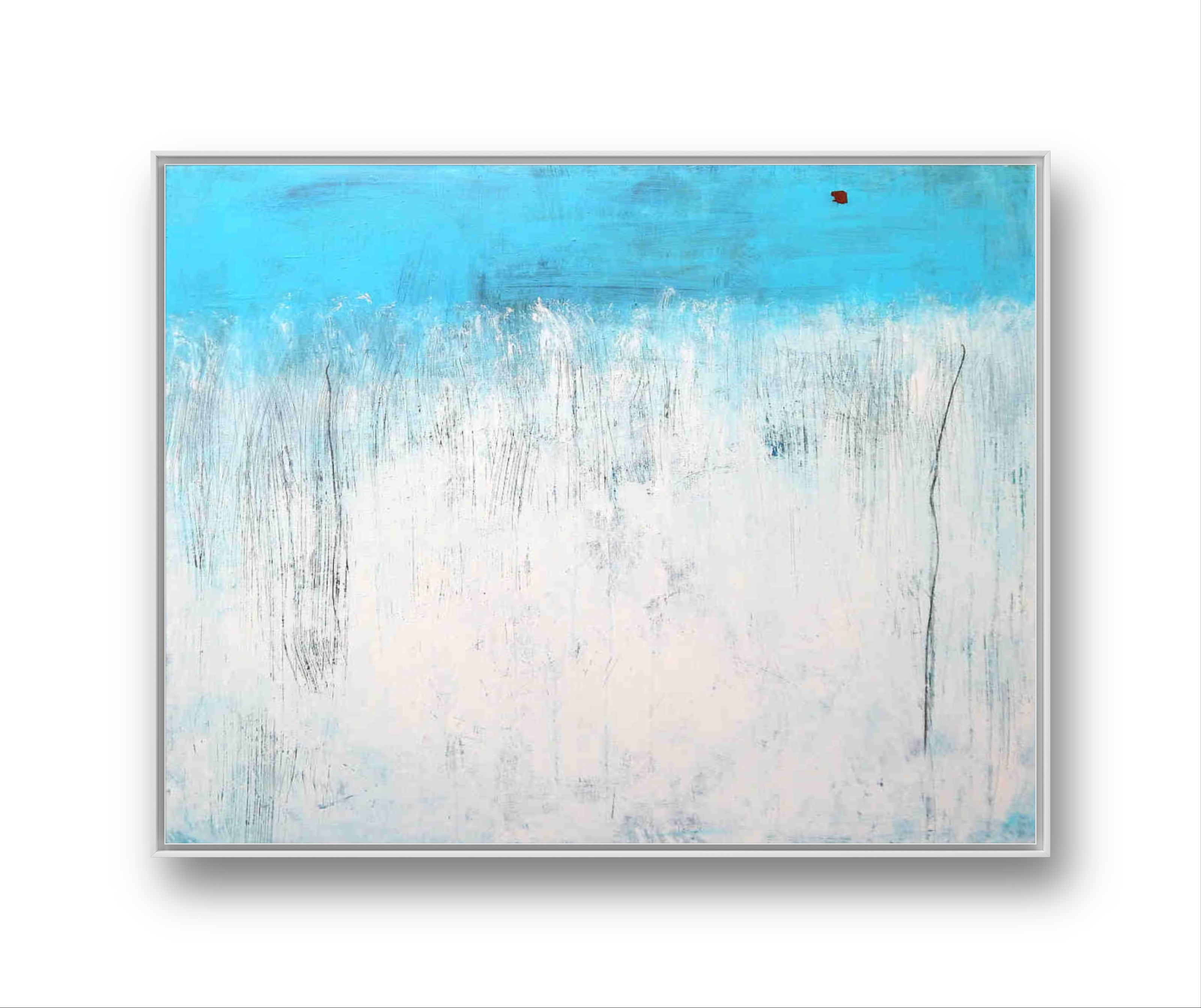 Personalisierte Auftragskunst und Gemälde: ankunft-blaues-weisses-bild-kratztechnik – Kategorie: Originalgemälde – Hersteller: 