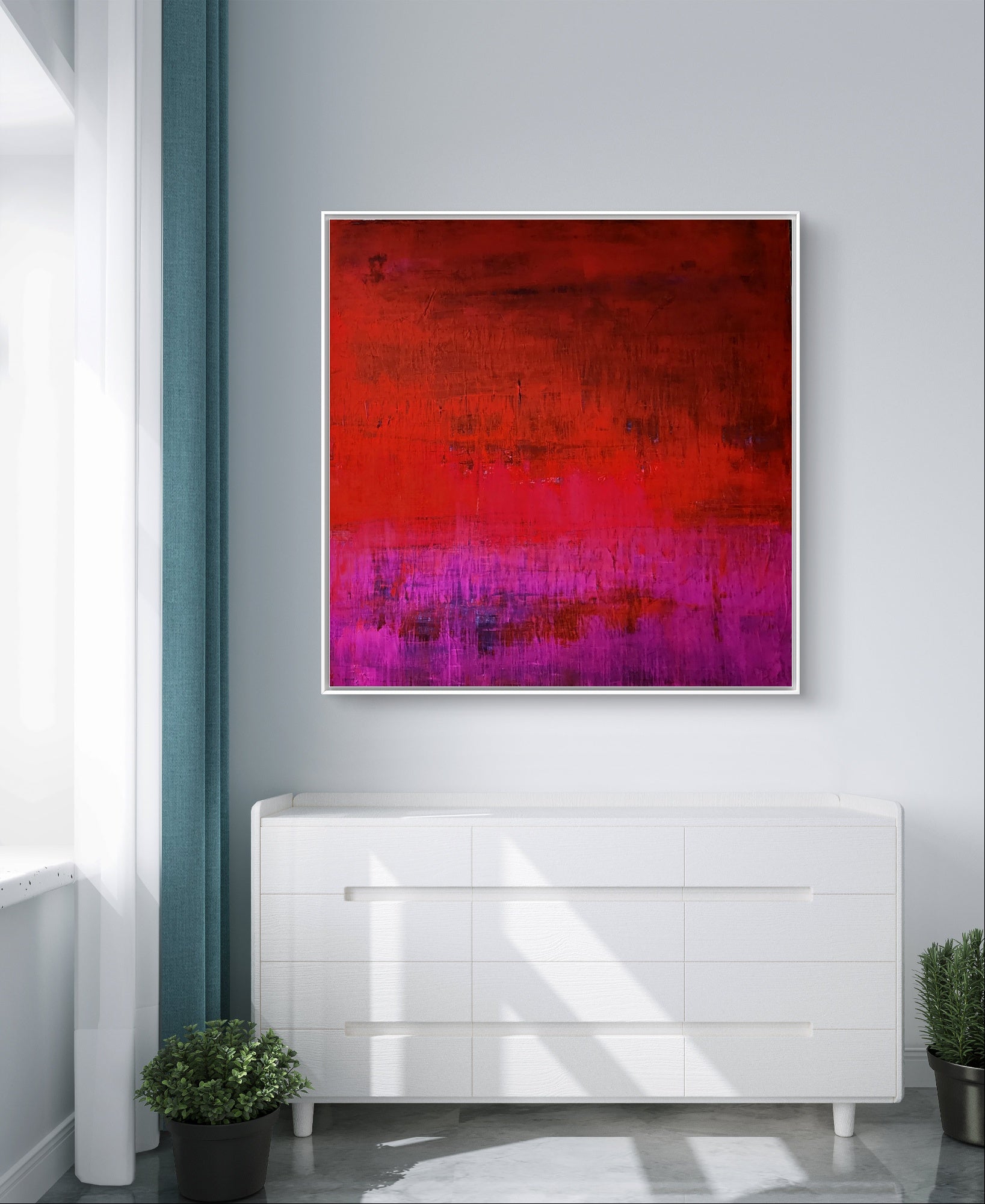 Abstraktes Gemälde Rot Groß – mit Struktur – Kunst für hohe Räume und große Wände