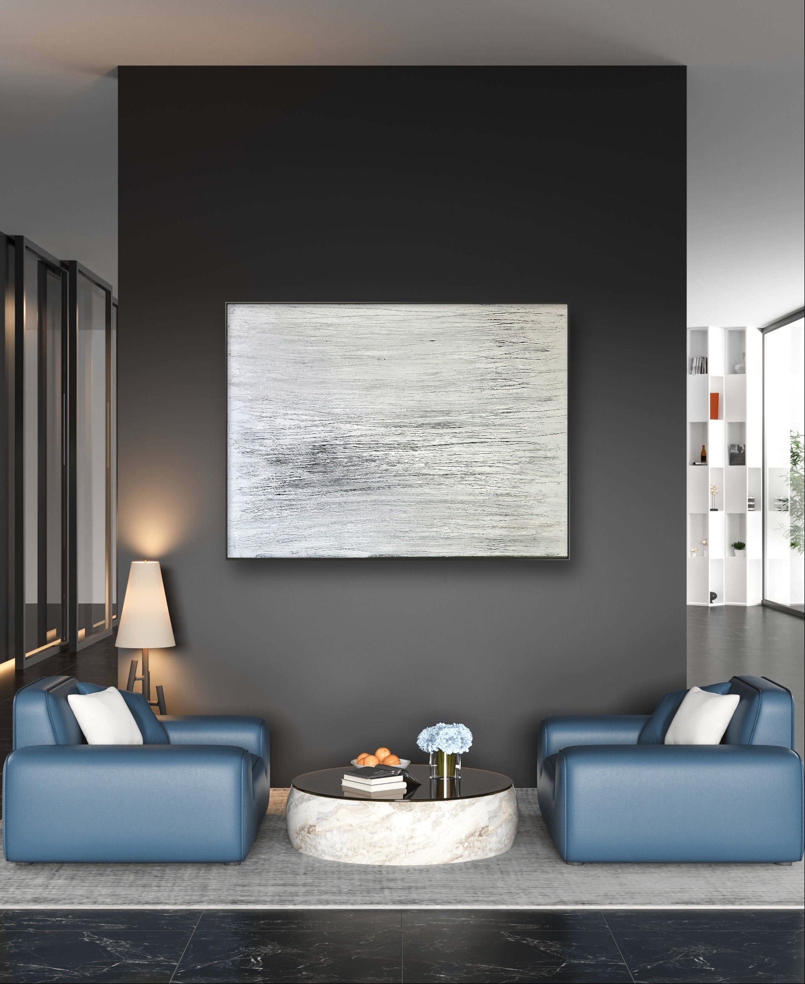 Personalisierte Auftragskunst und Gemälde: abstraktes-weisses-grosses-kunstwerk – Kategorie: Originalgemälde – Hersteller: 