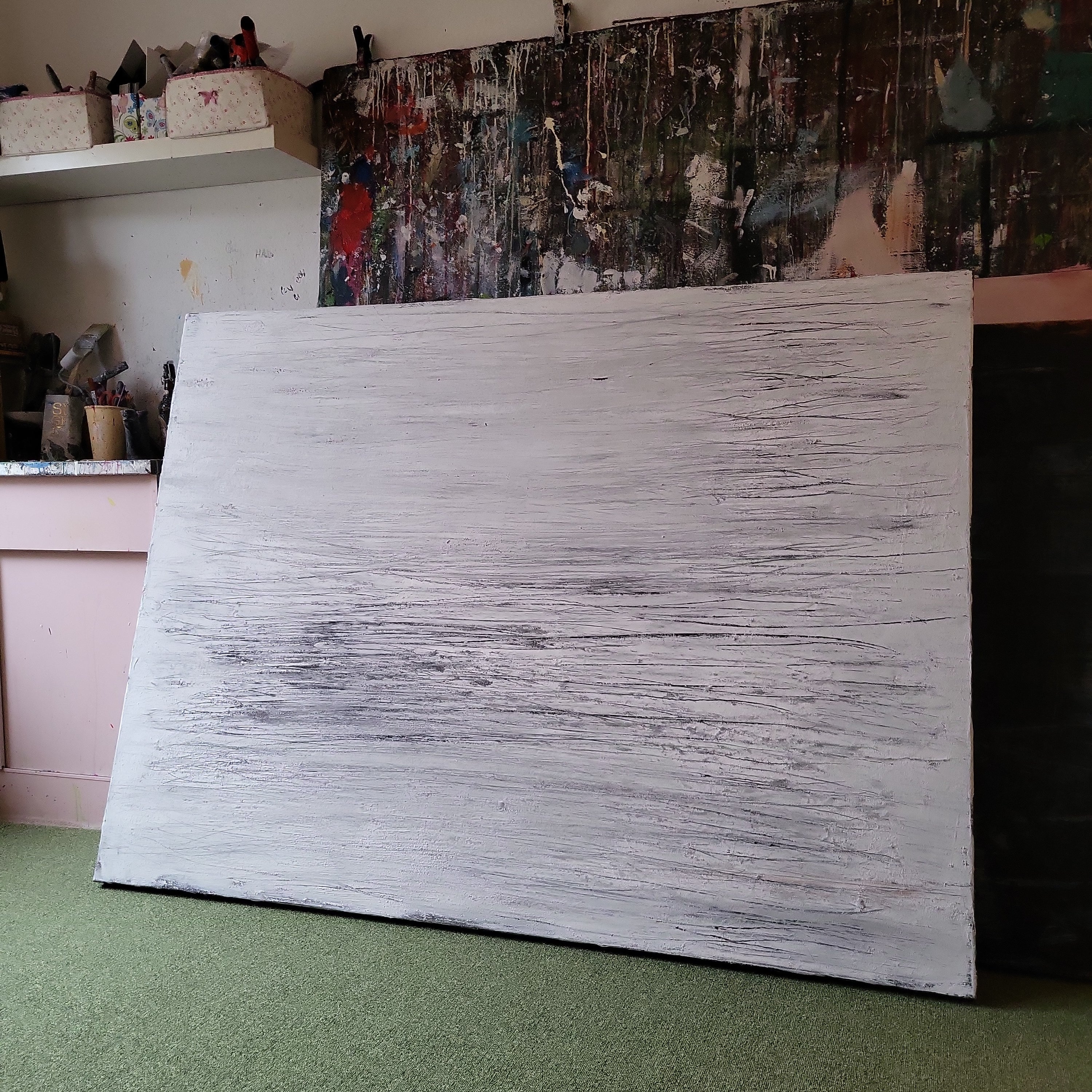 Personalisierte Auftragskunst und Gemälde: abstraktes-weisses-grosses-kunstwerk – Kategorie: Originalgemälde – Hersteller: 