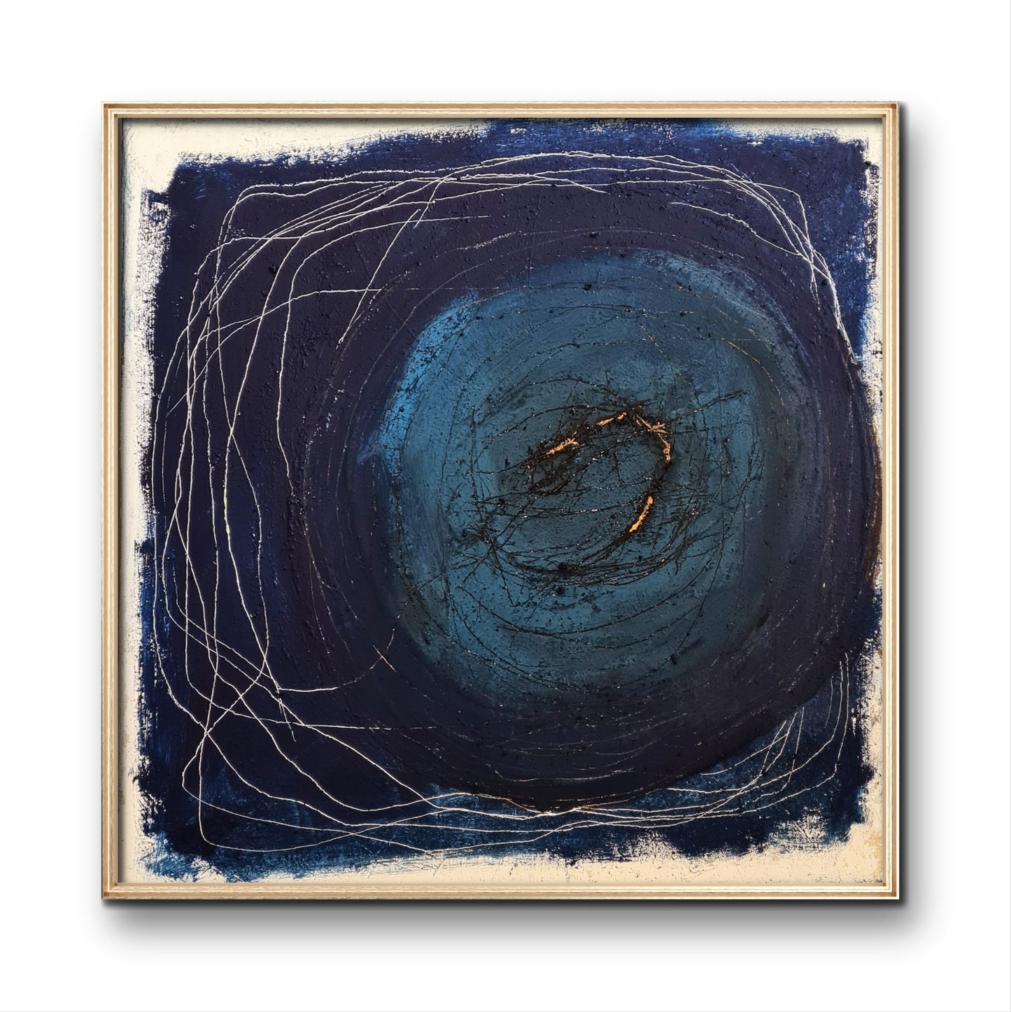 Auftragskunst, abstrakte Bilder, Blau der Erkundung - 100 x 100 cm - vorhandenes Gemälde,blaue-bilder, abstrakte Bilder kaufen ,