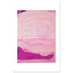 Abstraktes pinkes Poster "Sommerhusche“ – Zeitgenössische Kunst in Wohnraumansicht