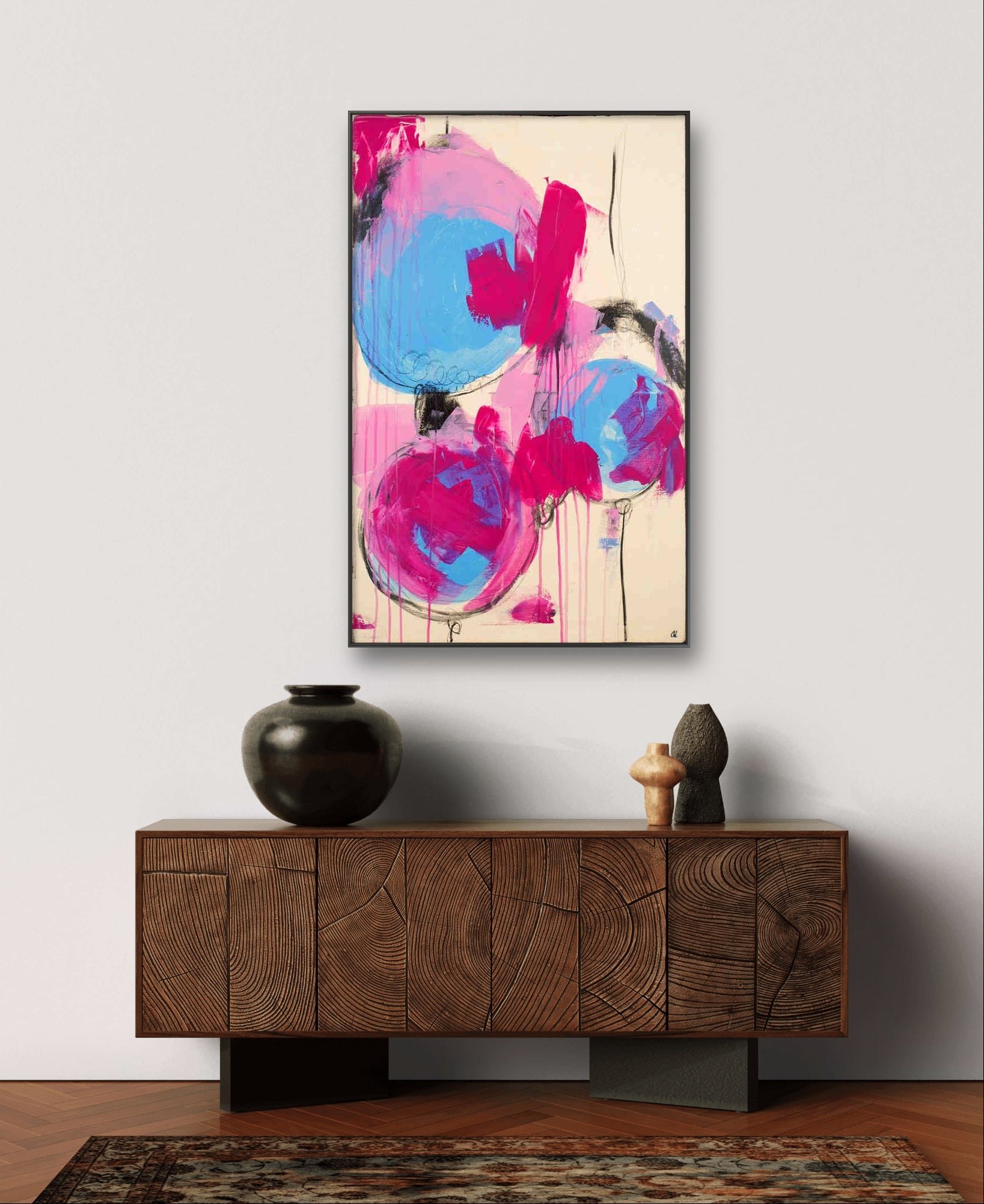 Personalisierte Auftragskunst und Gemälde: abstraktes-bild-pink-rot – Kategorie: Originalgemälde – Hersteller: 