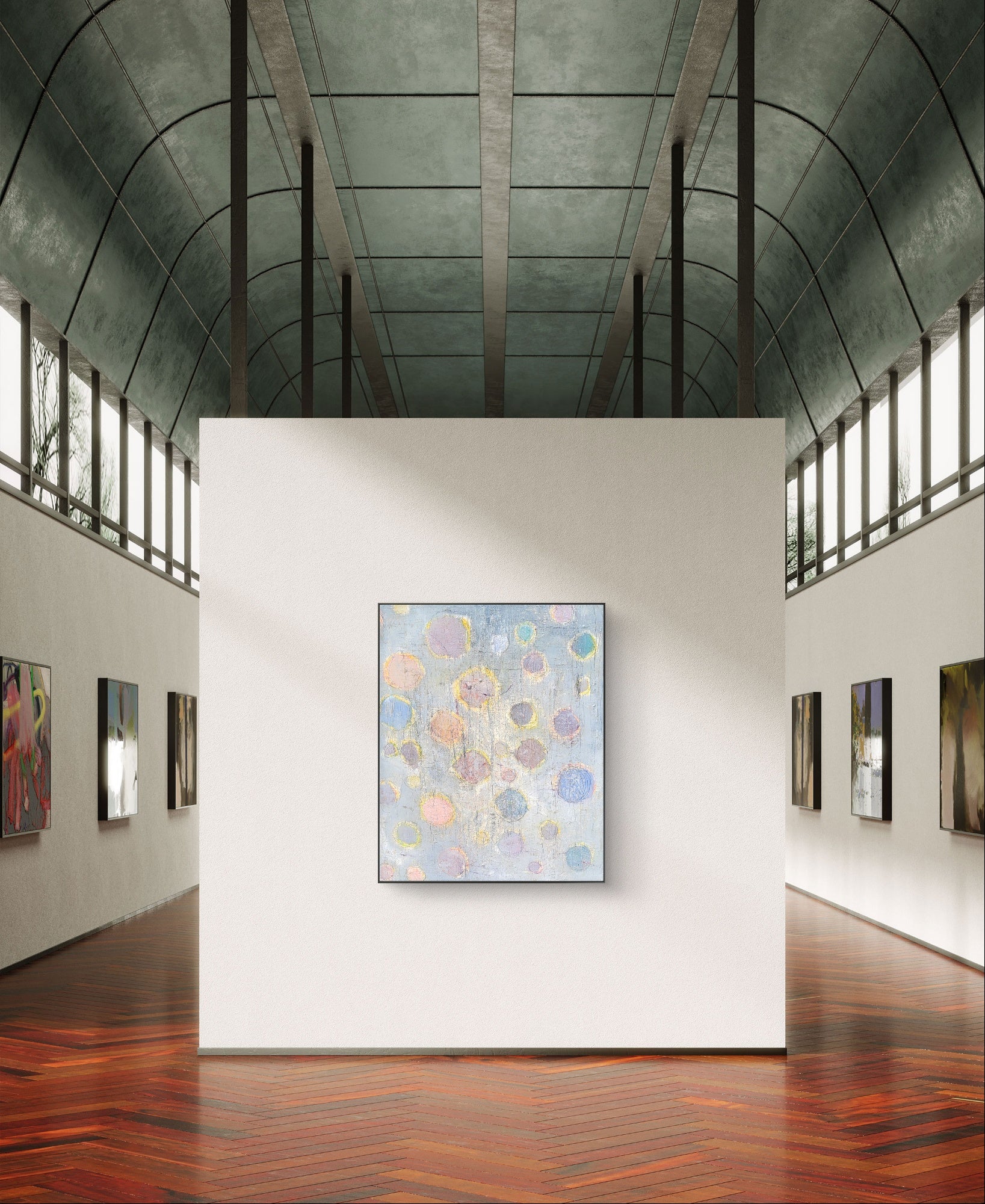 Hellblaues - Bild - Frühlingsnebel – sofort versandbereites Leinwandbild in nan, großes Kunstwerk für moderne Wohnräume