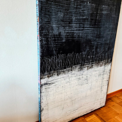Versandfertige "Schnelllebigkeit" - Kontraste in Schwarz-Weiß - 150 x 100 cm