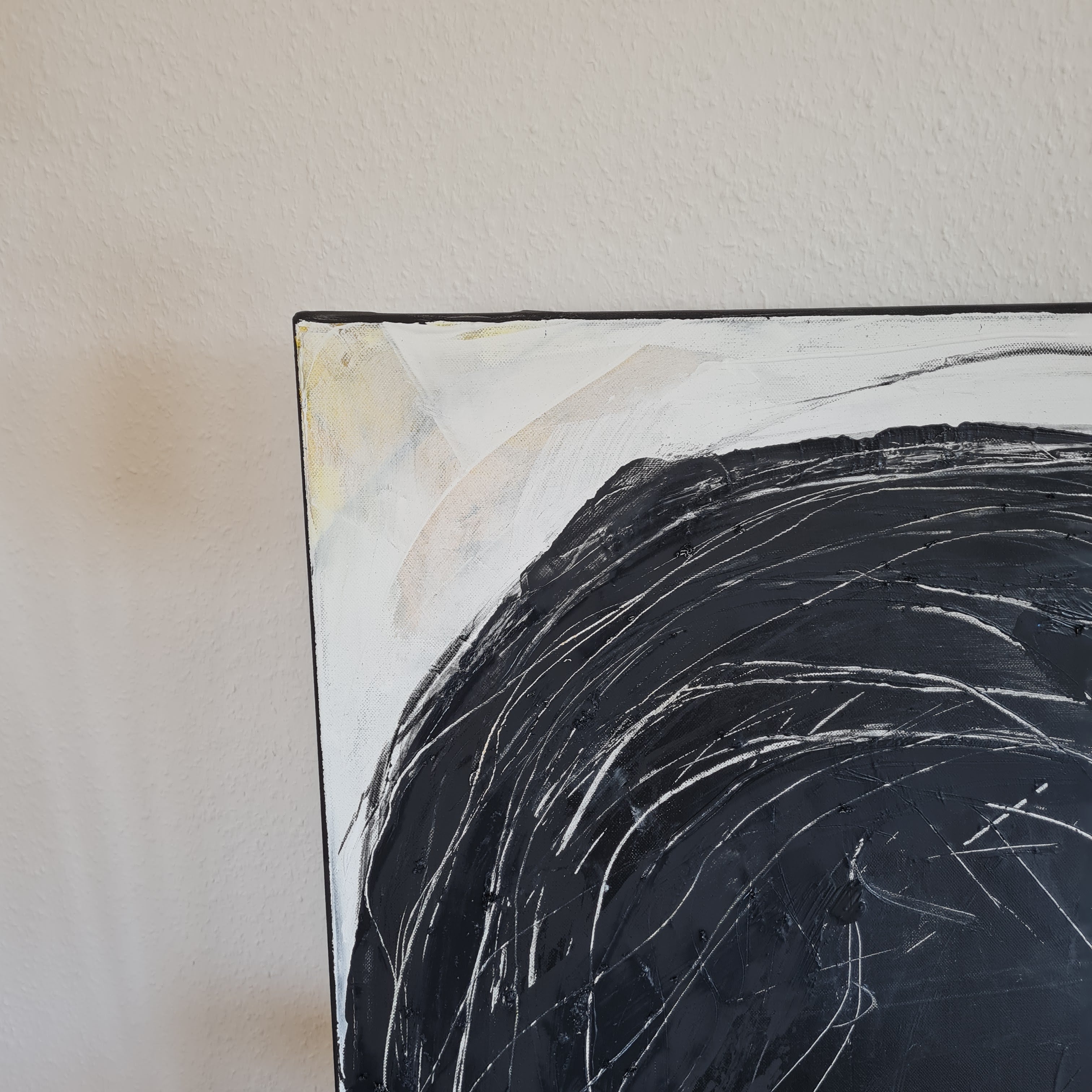 Abstraktes Gemälde Weiß – Schwarzweisse-modernde-bilder – Individuelles Wandbild für modernes Wohnen