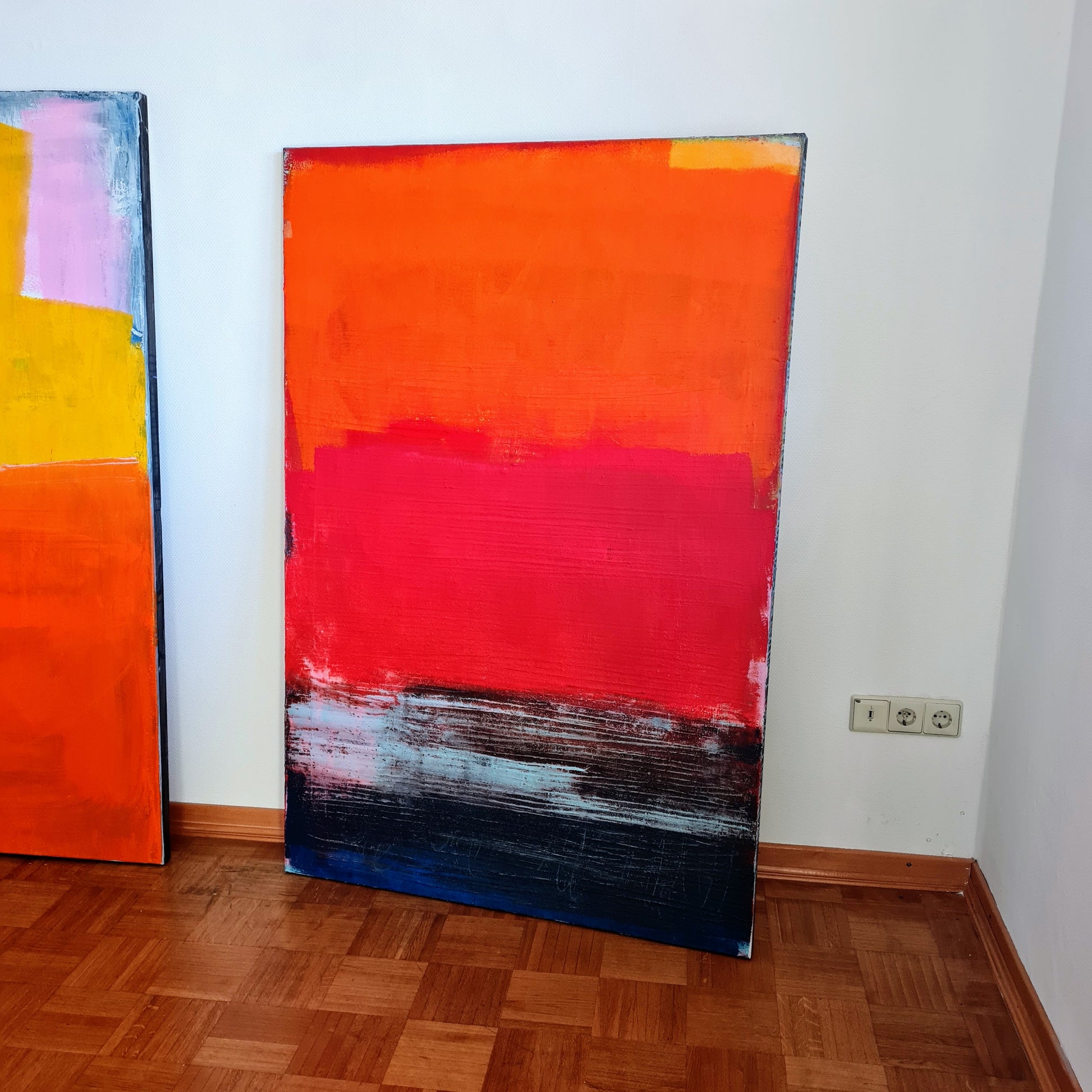  Lebensfreude in Farben / 100 x 150 cm / rot orange dunkelblau  acrylbilder auf leinwand
