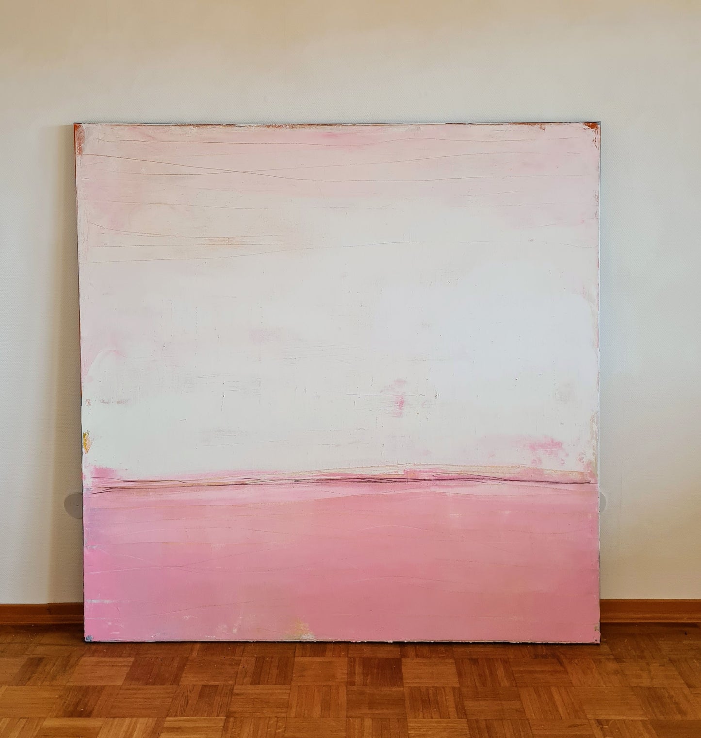Rosa weißes Bild - Neustart - 160 × 160 cm
