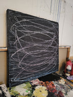 Abstraktes Gemälde – Tagesplan – Großes Gemälde in modernem Wohnzimmer