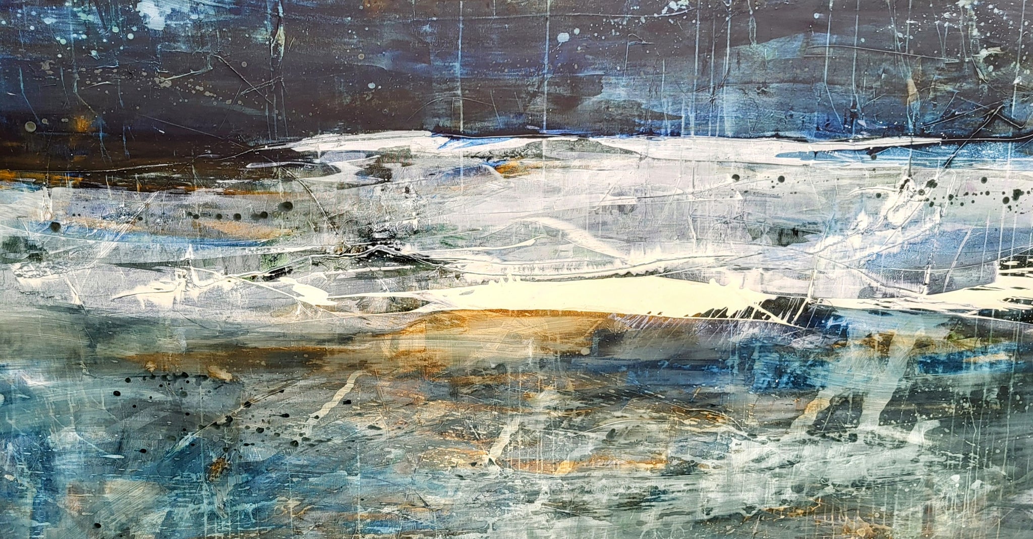 Großes blaues Bild - Nachtfahrt – sofort versandbereites Leinwandbild in nan, großes Kunstwerk für moderne Wohnräume