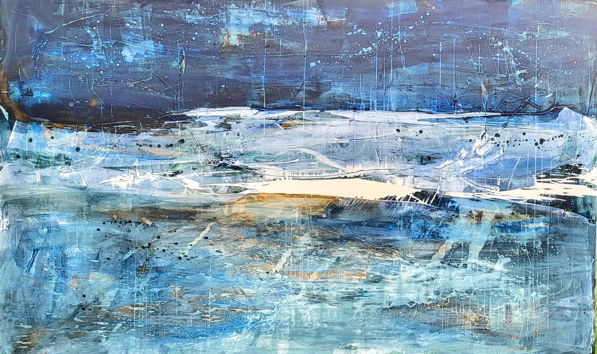 Großes blaues Bild - Nachtfahrt – sofort versandbereites Leinwandbild in nan, großes Kunstwerk für moderne Wohnräume