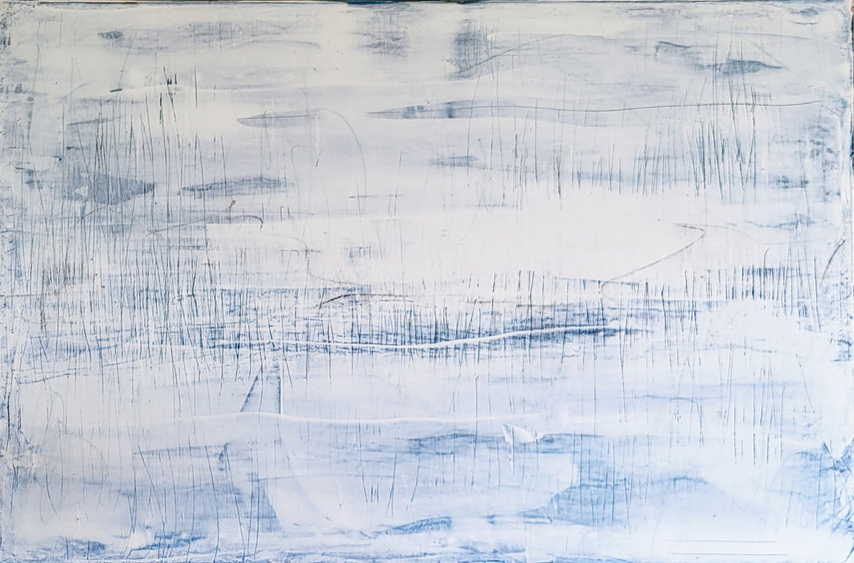 130.0cm cm großes weiss; blaugraues Original Gemälde Weißes großes Bild - Abtauchen sofort lieferbar – großes Leinwandbild für Wohnzimmer über Sofa, direkt versandbereit