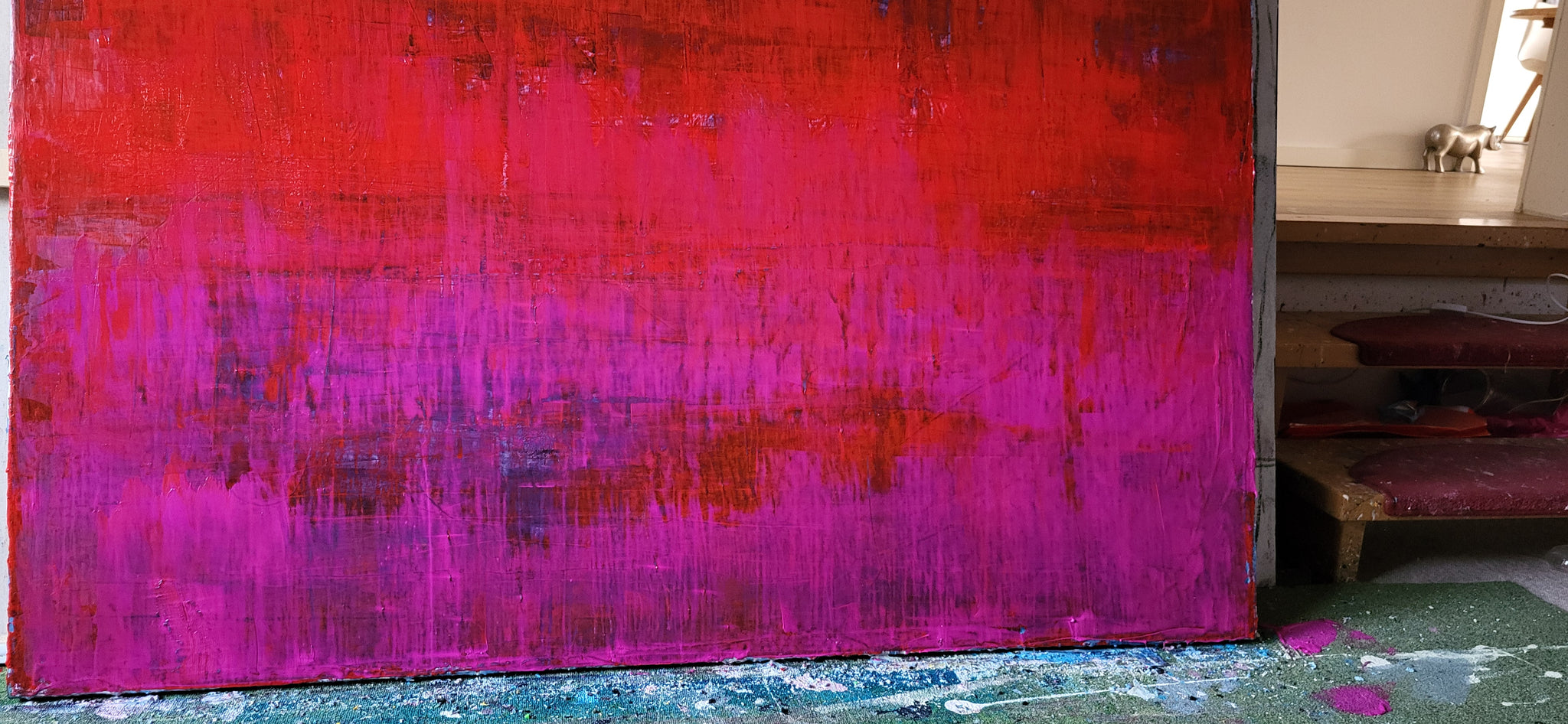 Abstraktes Gemälde Rot Groß – mit Struktur – Individuelles Wandbild für modernes Wohnen