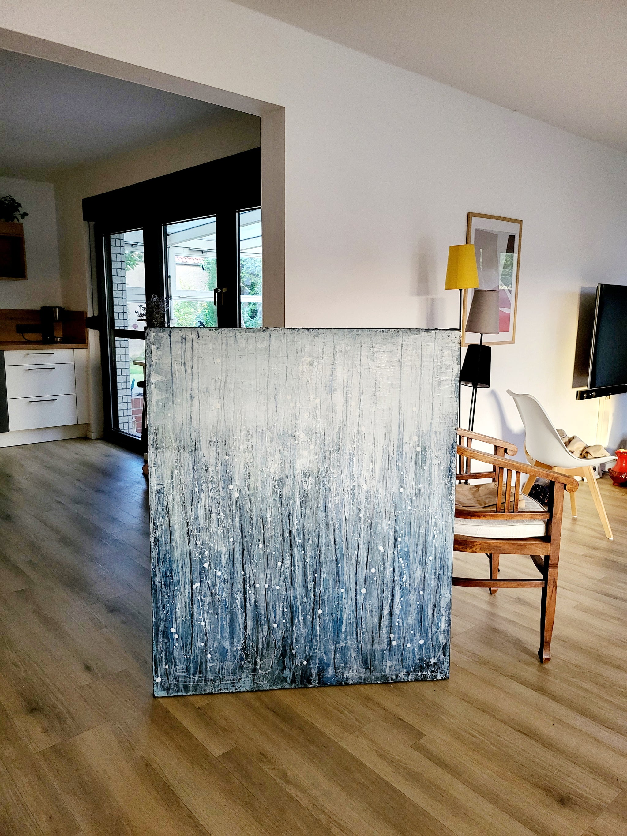 Detailaufnahme Blaues großes Bild - Motivation – direkt lieferbares Acrylbild in nan, moderne Wandkunst für Interior Design