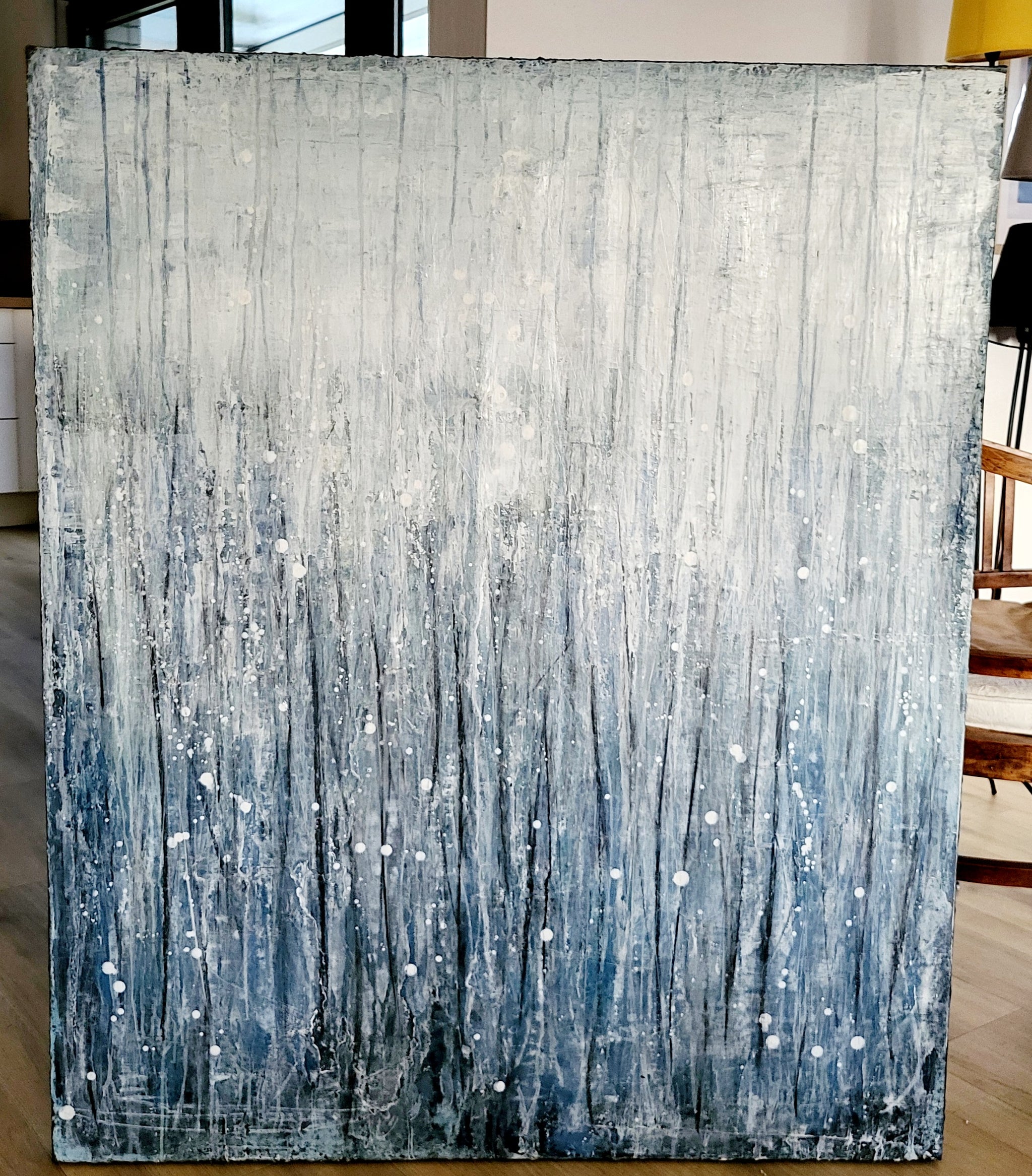Blaues großes Bild - Motivation – sofort versandbereites Leinwandbild in nan, großes Kunstwerk für moderne Wohnräume