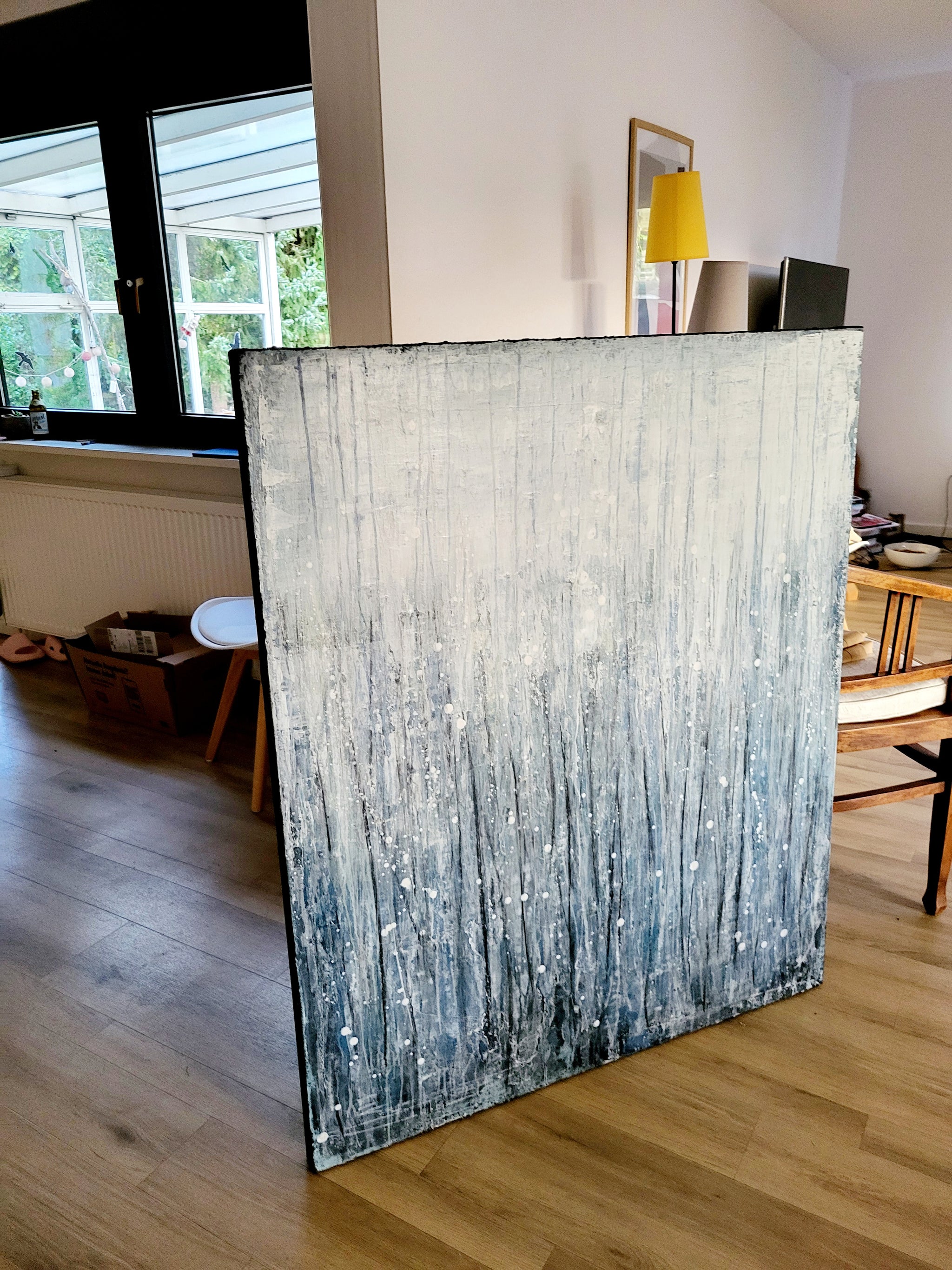 Blaues großes Bild - Motivation – sofort versandbereites Leinwandbild in nan, großes Kunstwerk für moderne Wohnräume