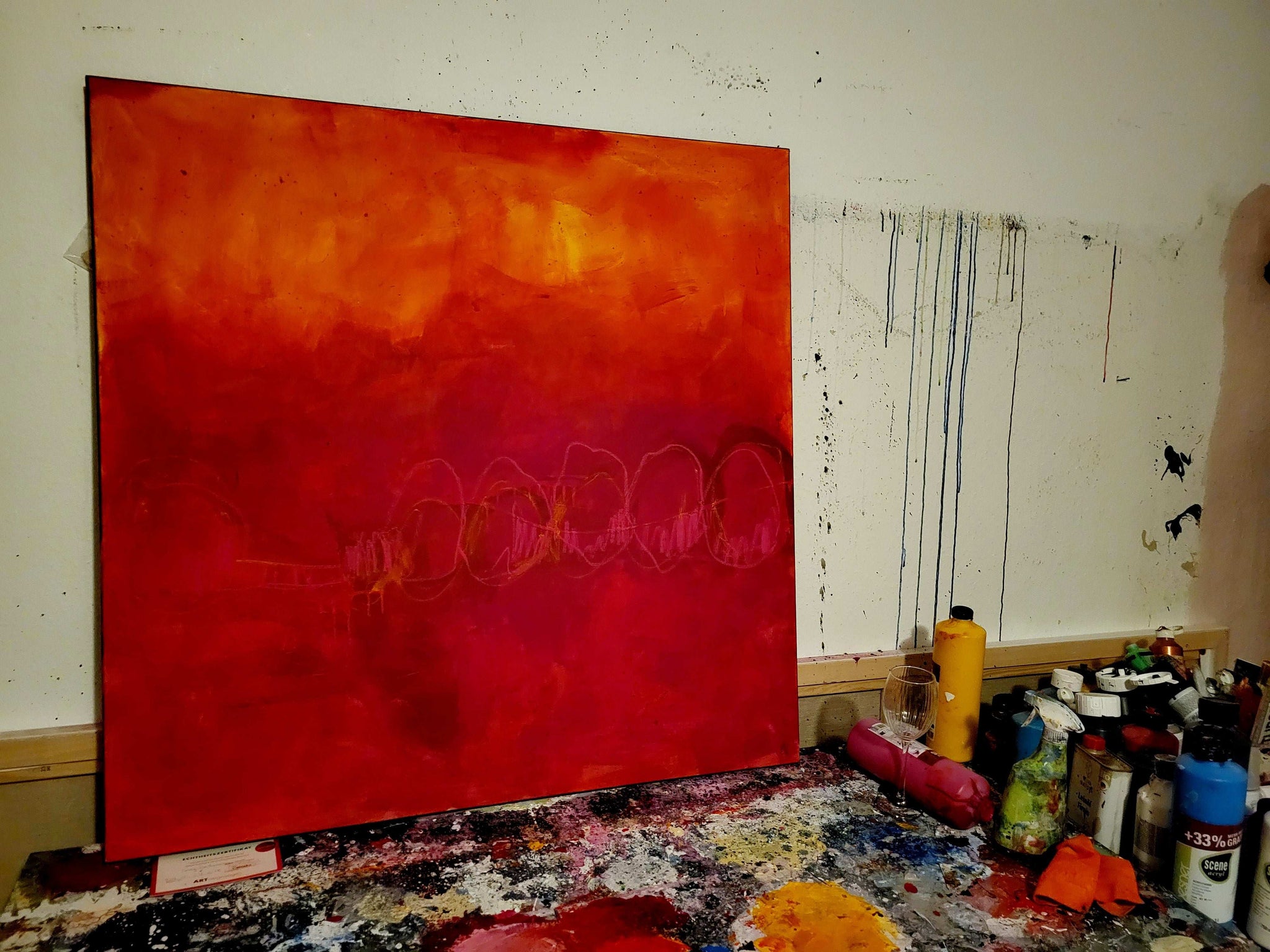 Rotes Bild - Im Fluss der Bewegung – sofort versandbereites Leinwandbild in nan, großes Kunstwerk für moderne Wohnräume