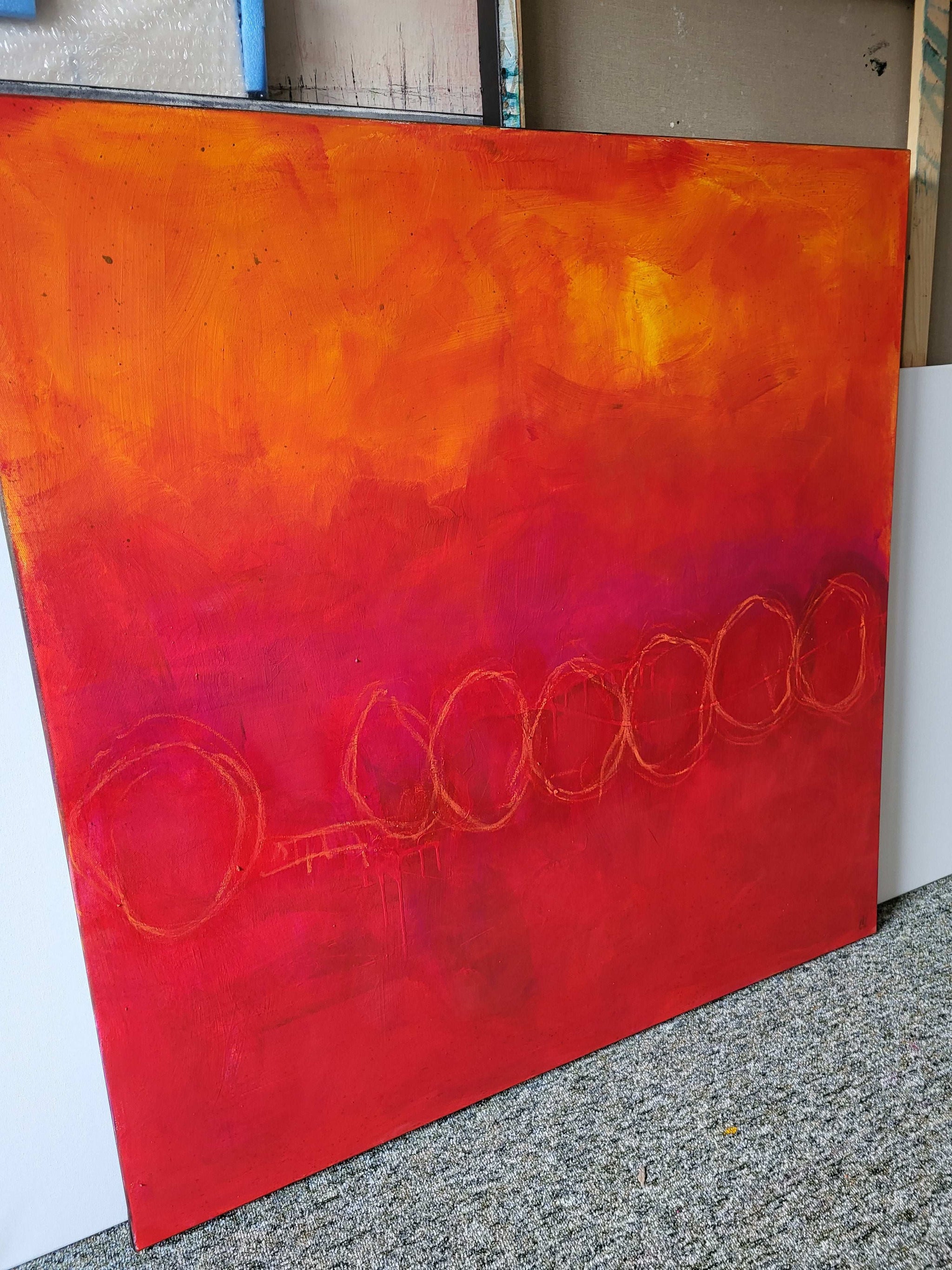 Rotes Bild - Im Fluss der Bewegung – sofort versandbereites Leinwandbild in nan, großes Kunstwerk für moderne Wohnräume