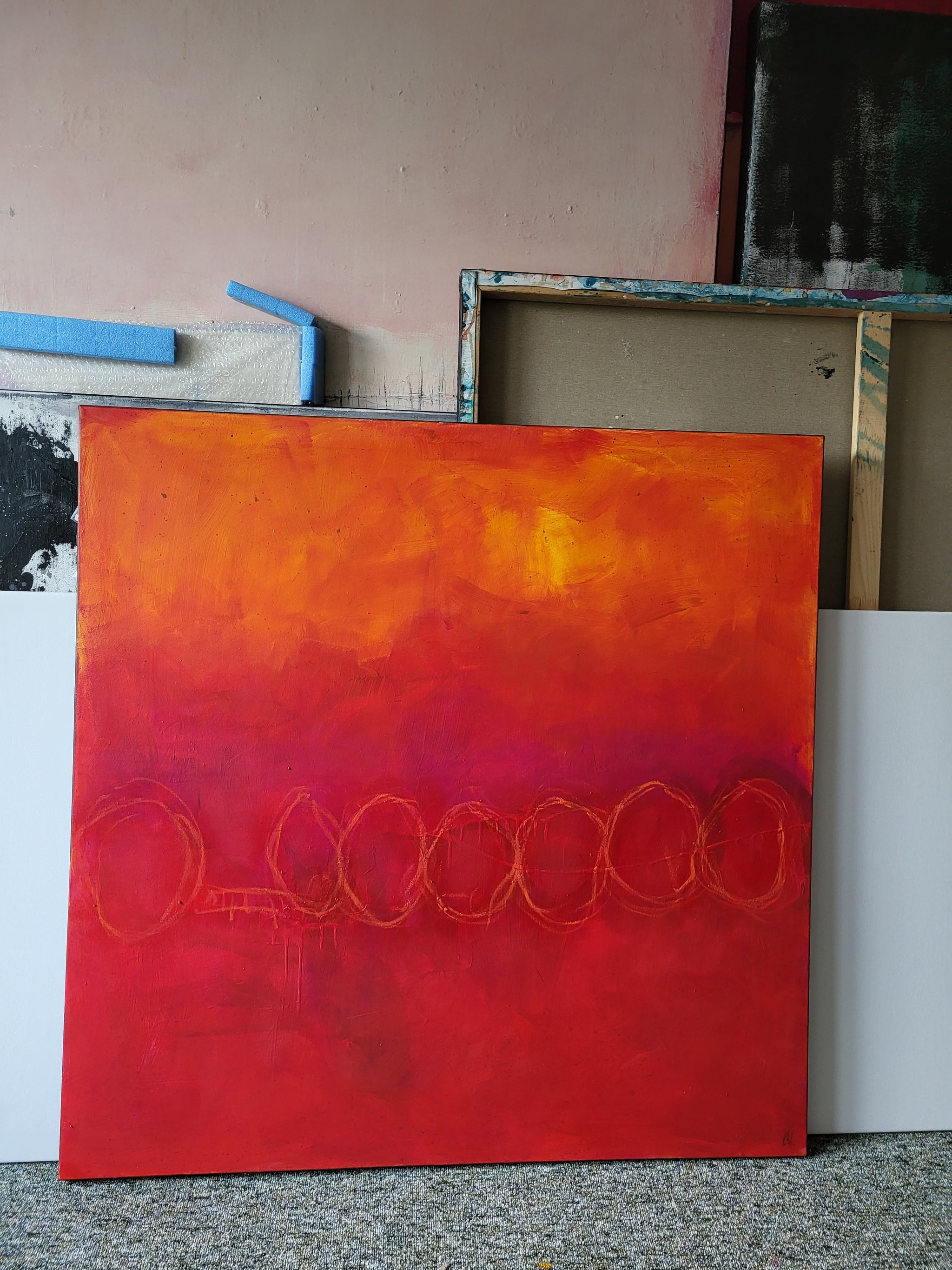 Rotes Bild - Im Fluss der Bewegung – sofort versandbereites Leinwandbild in nan, großes Kunstwerk für moderne Wohnräume
