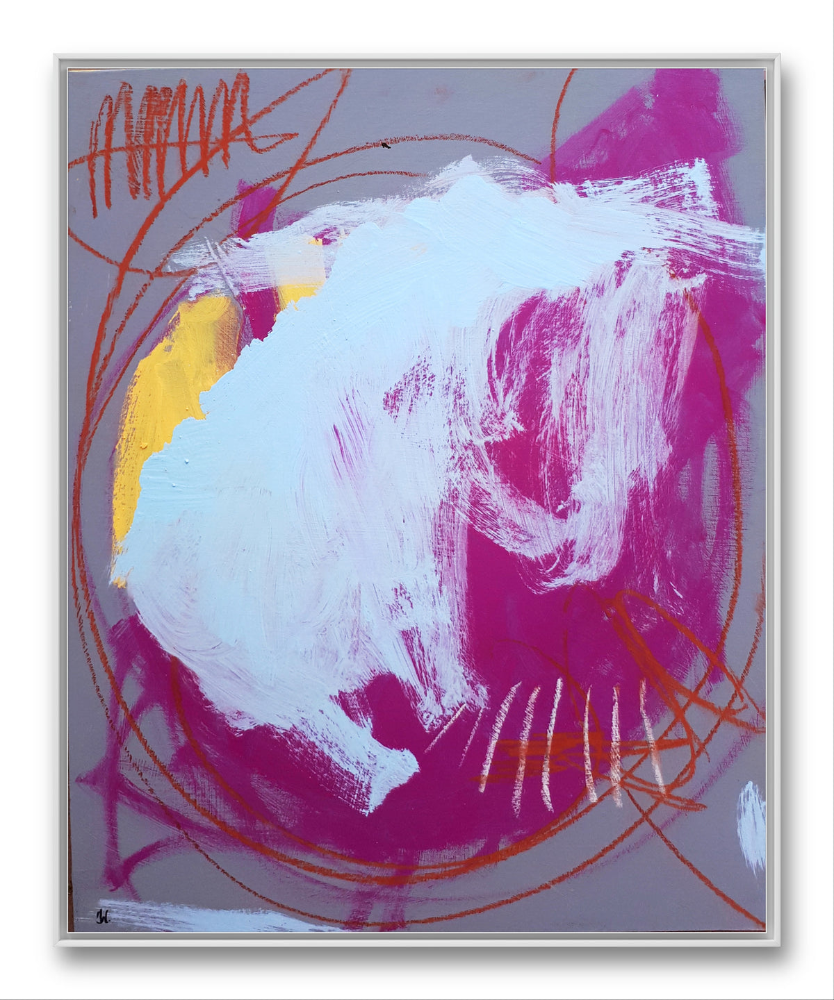 Nasenbär – modernes Leinwandbild, Detailansicht Motiv 1.0. In meinem Auftragskunstwerk präsentiere ich einen abstrakten Nasenbären, inspiriert von meiner Kindheit. Das Motiv finde