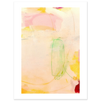 Abstraktes gelbes Poster "Picknick“ – Abstrakte Wandkunst über Sofa