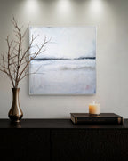 Abstraktes Gemälde – 100 x 100 cm Landgang weiß - Studienreihe – Individuelles Wandbild für modernes Wohnen
