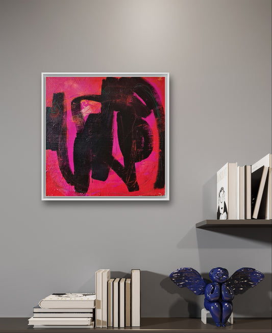 Ein rotes Gemälde für ihren Raum, jetzt in 60 x 60 cm erhältlich - Küßchen,abstrakte große Leinwandbilder abstrakte Bilder kaufen ,
