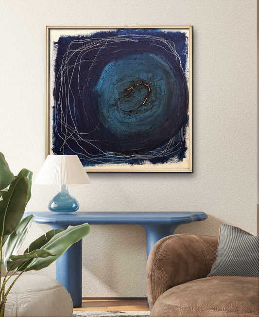 Blau der Erkundung - 100 x 100 cm - vorhandenes Gemälde,abstrakte große Leinwandbilder abstrakte Bilder kaufen ,