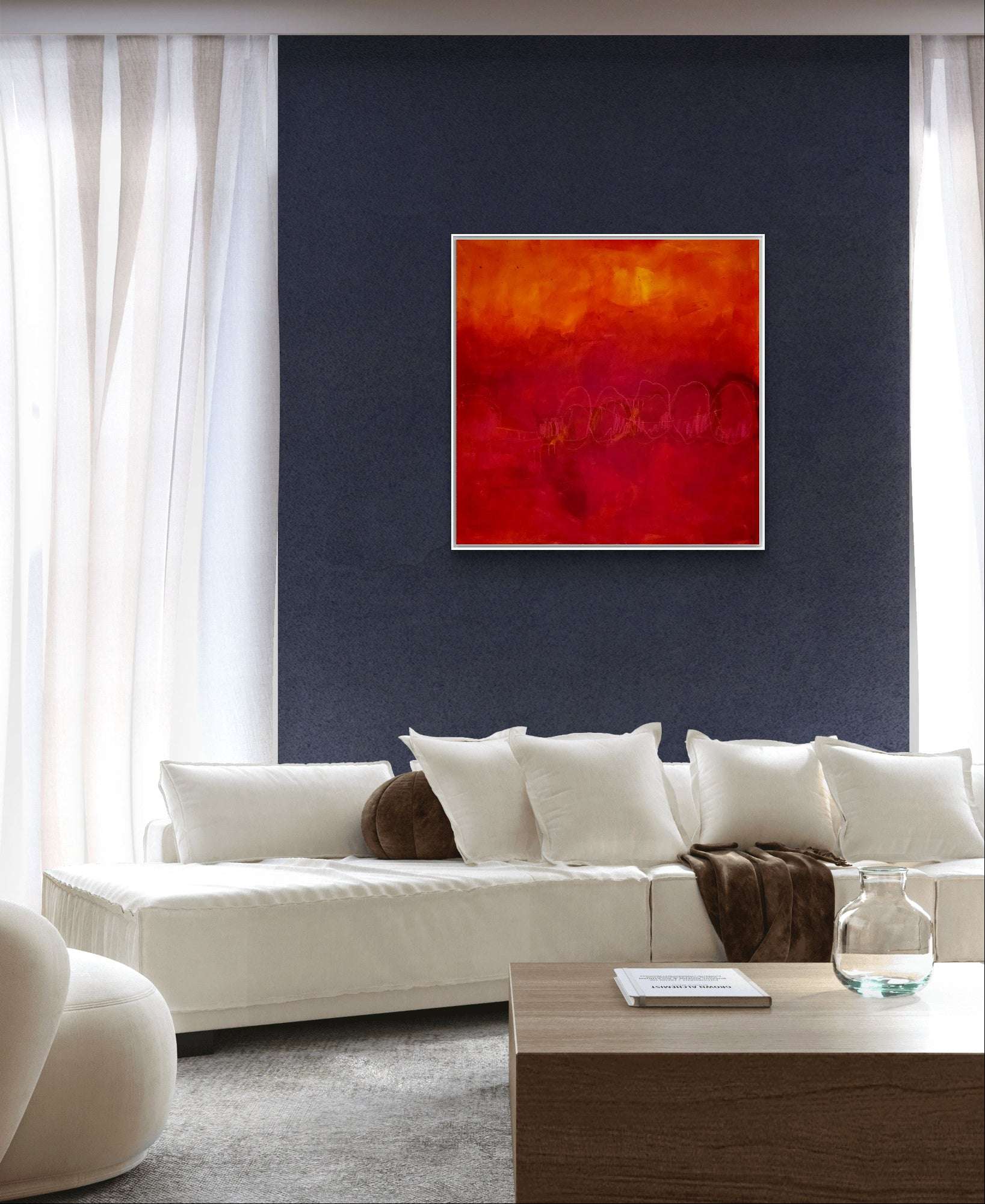 Rotes Bild - Im Fluss der Bewegung – sofort versandbereites Leinwandbild in nan, großes Kunstwerk für moderne Wohnräume