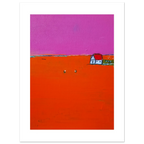 Limitiertes Poster in rot - Landleben – Zeitgenössische Kunst in Wohnraumansicht