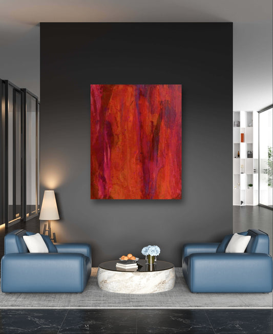 Abstraktes rotes Gemälde in Rot: Gebündelte Energie als kraftvolles Kunstwerk,abstrakte große Leinwandbilder abstrakte Bilder kaufen ,