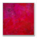 Das Bilderset „Stärke“ von Conny Wachsmann zeigt ein abstraktes Gemälde mit gemischten Rot-, Magenta- und Lilatönen; seine strukturierte, lebendige Oberfläche und der silberne Rand unterstreichen sein einzigartiges Design – ideal für stilvolle Bildersets.