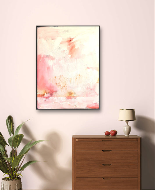 Individuelles Kunstwerk - Sanftes Rosa-Weißes Bild auf Bestellung,abstrakte große Leinwandbilder abstrakte Bilder kaufen ,