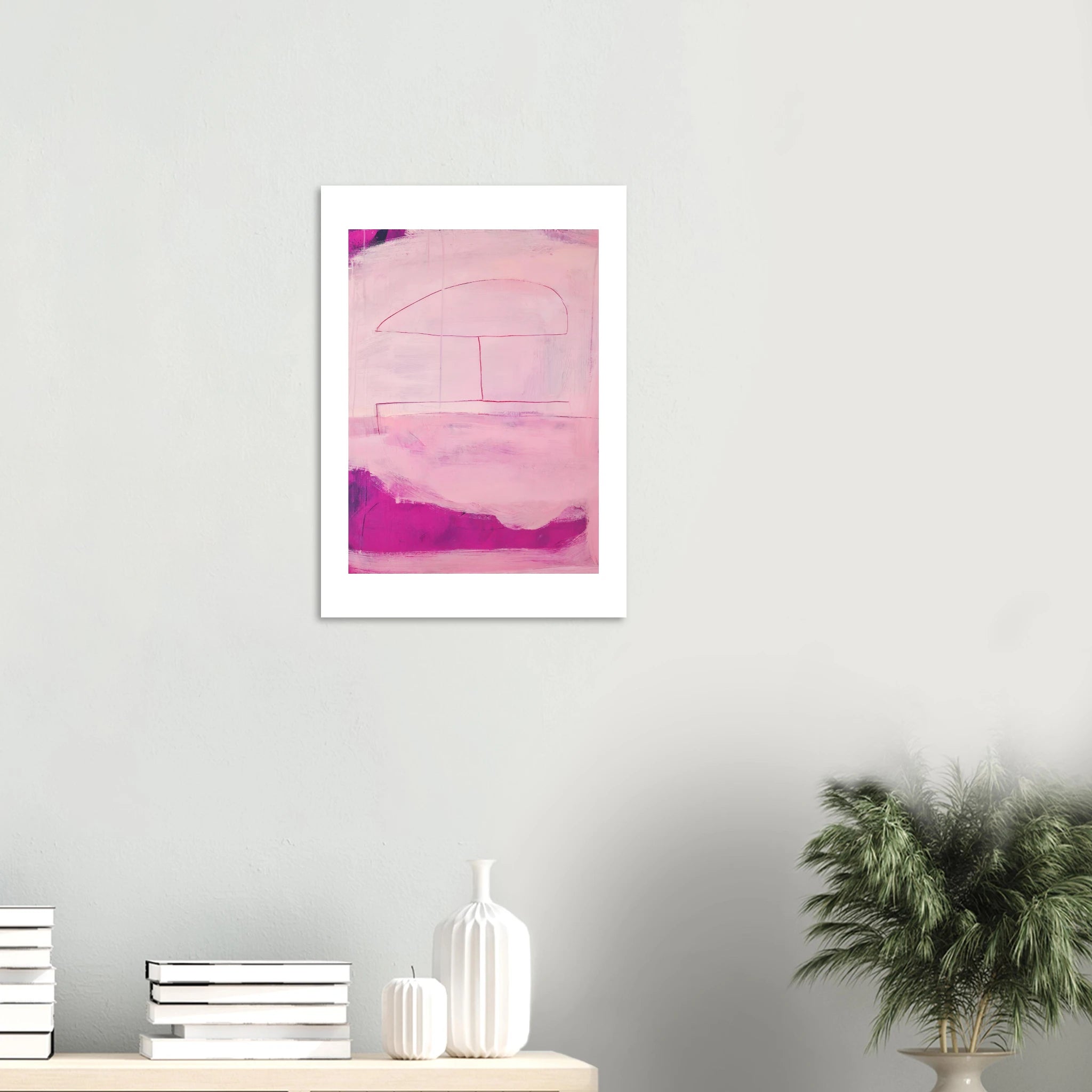 Abstraktes pinkes Poster "Sommerhusche“ – Kunst für hohe Räume und große Wände