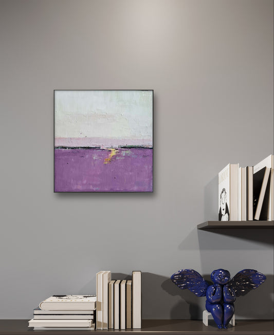 abstraktes lila landschaftsbild 30 x 30 cm Holzkörper,abstrakte große Leinwandbilder abstrakte Bilder kaufen ,