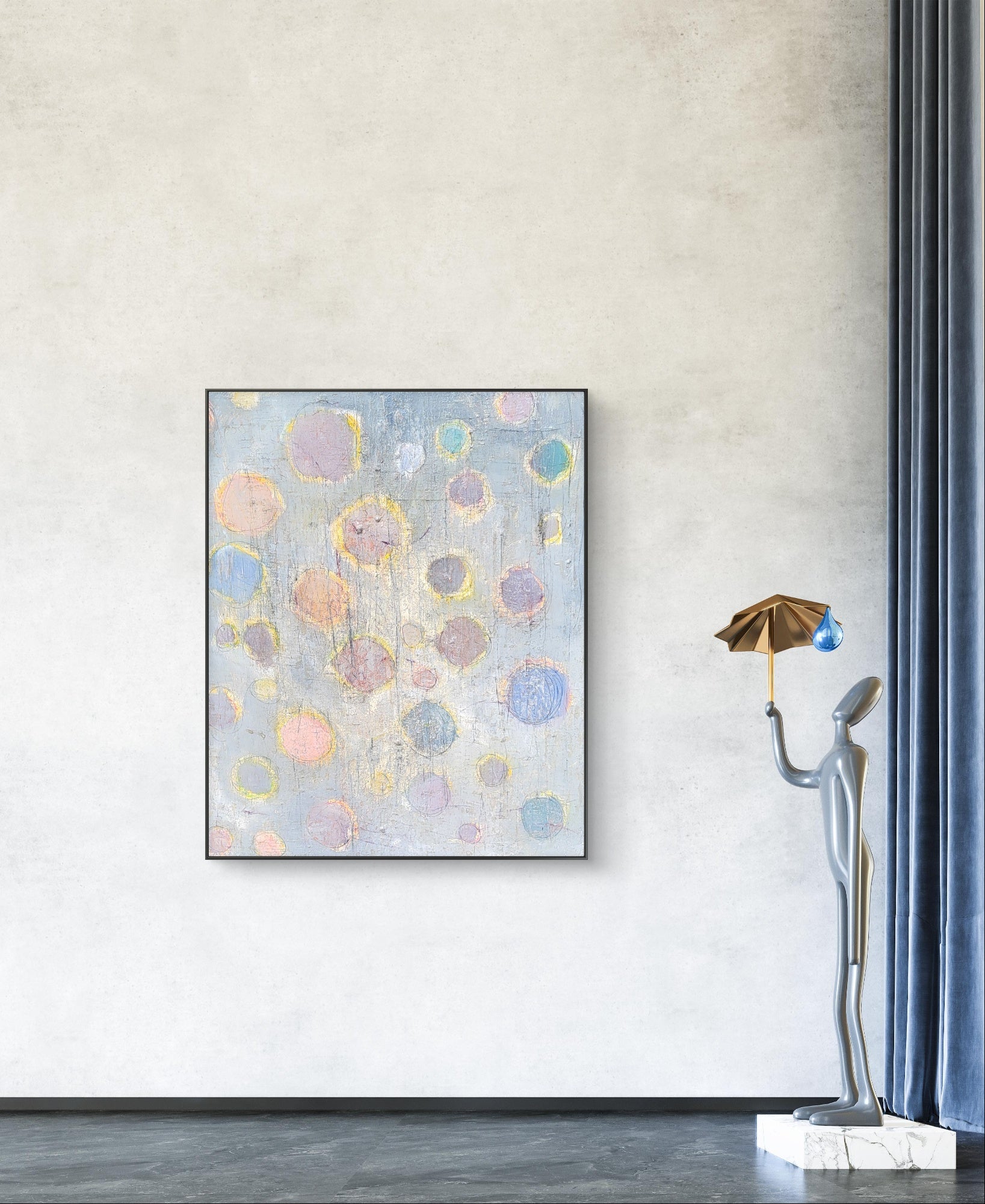 Hellblaues - Bild - Frühlingsnebel – sofort versandbereites Leinwandbild in nan, großes Kunstwerk für moderne Wohnräume