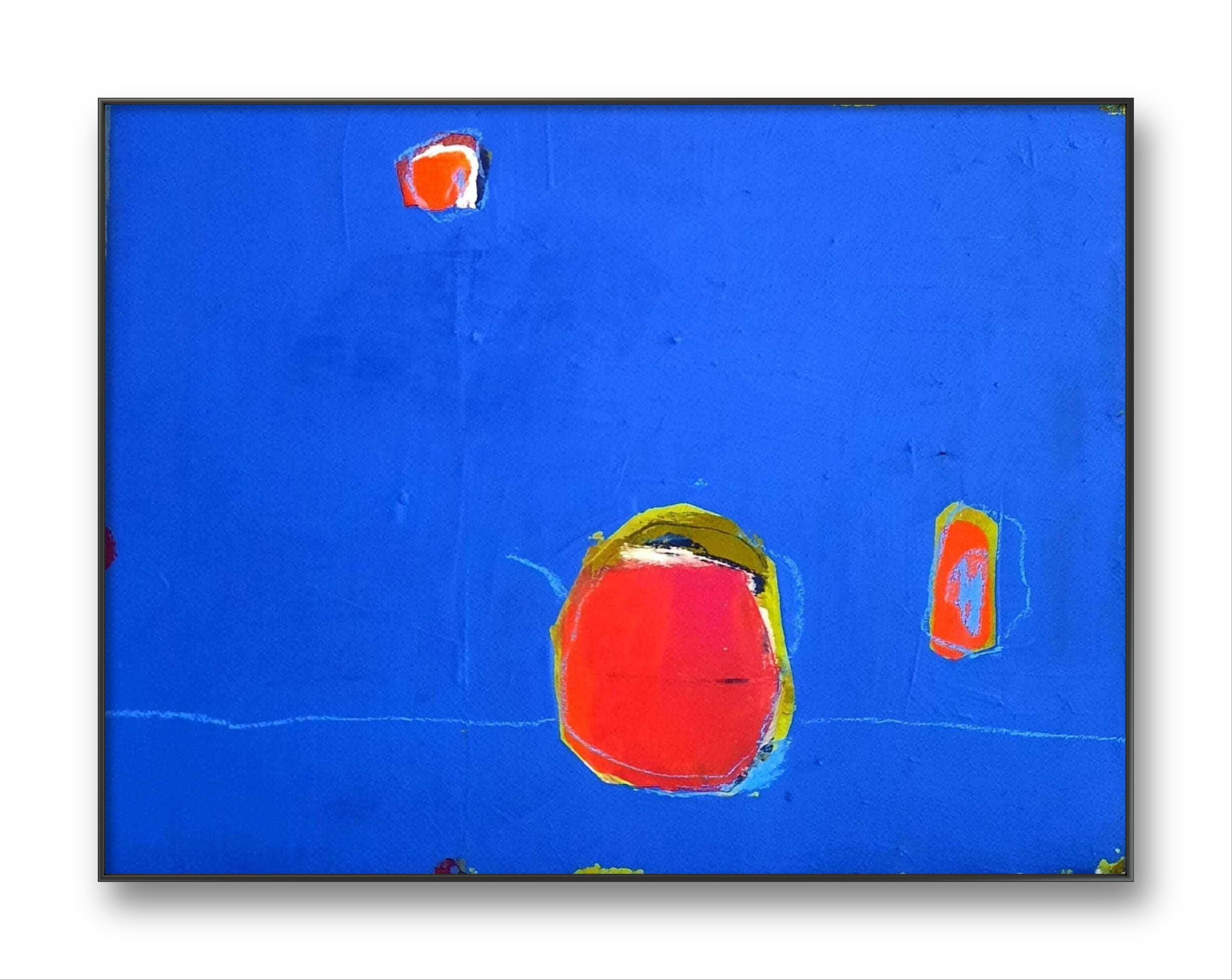 Kaffee to go – modernes Leinwandbild, Detailansicht Motiv 1.0. Einladung zur Ruhe und Energie
Mit beruhigenden Farben und einem Hauch von Energie lädt das Gemälde „Kaffee to go“ zu ei