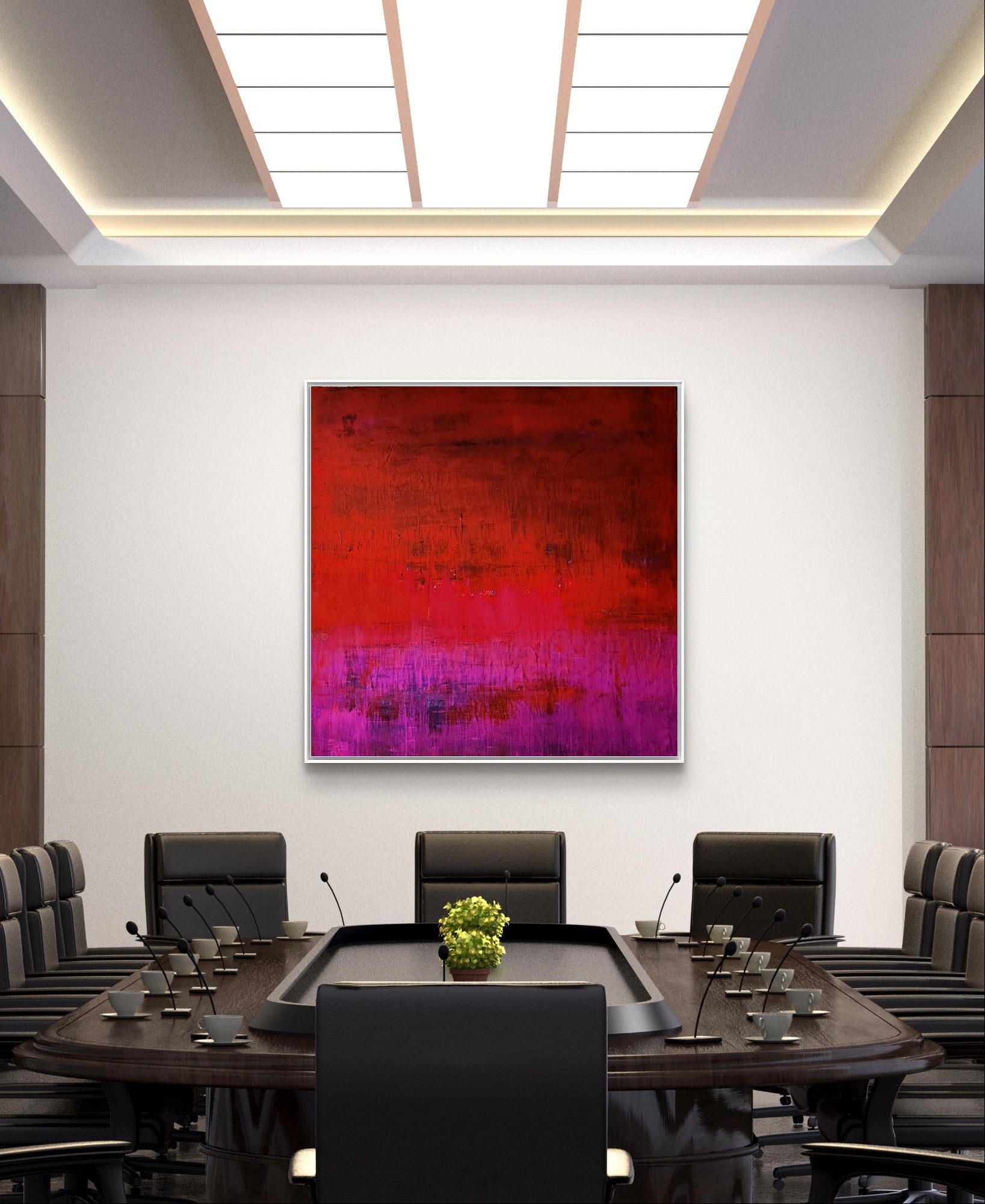 Abstraktes Gemälde Rot Groß – mit Struktur – Moderne Kunst für offene Wohnbereiche