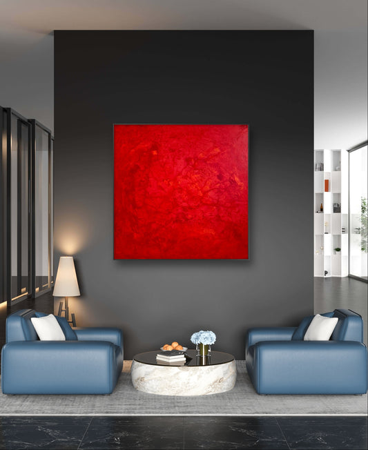 Auftragskunst, abstrakte Bilder, Ein abstraktes Gemälde in intensivem Rot - Leidenschaft und Gefühl,rote-grosse-bilder-fur-wohnzimmer, abstrakte Bilder kaufen ,